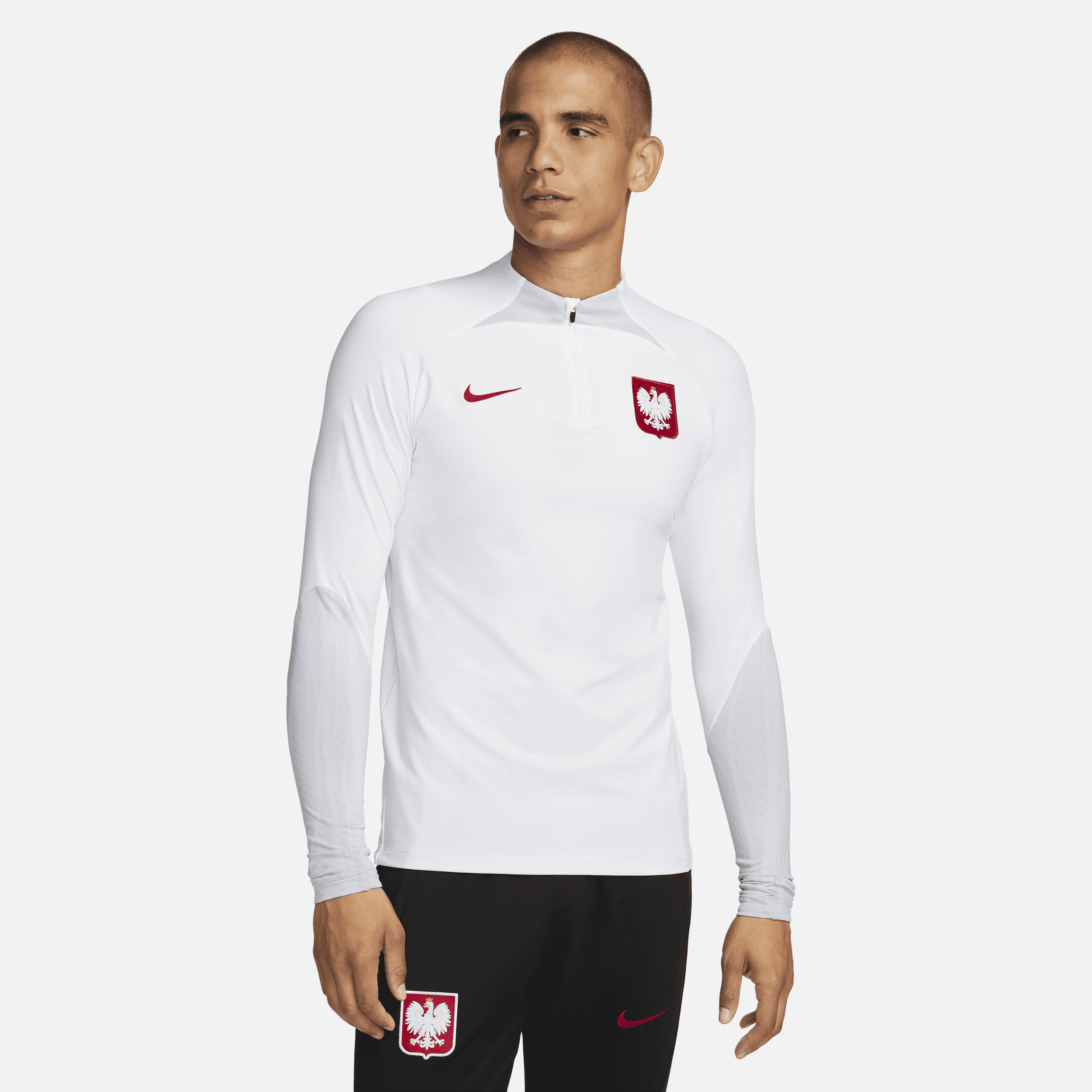 Maskinstrikket Polen Strike Nike Dri-FIT-fodboldtræningstrøje til mænd - hvid
