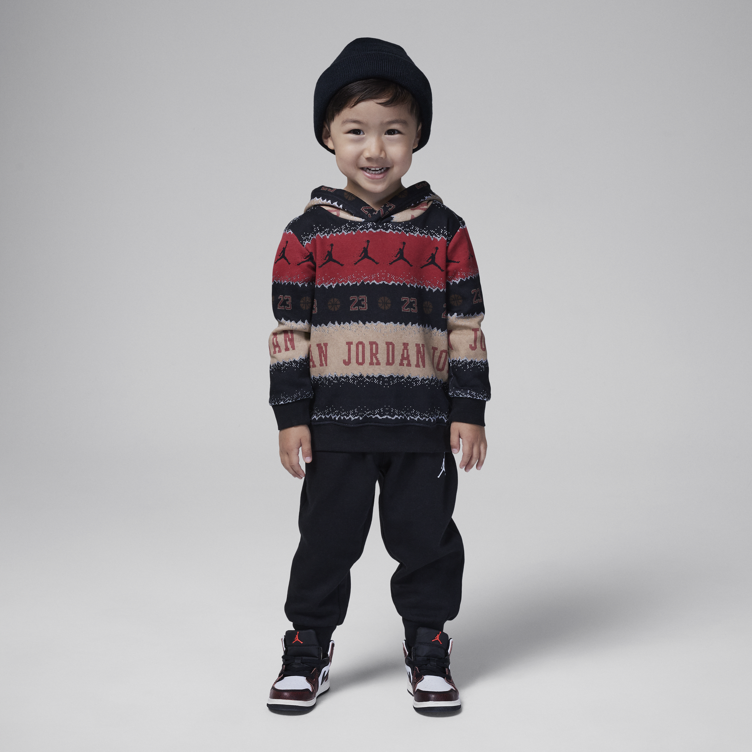 Nike Todelt Jordan MJ Holiday-pullover-hættetrøje til småbørn - sort