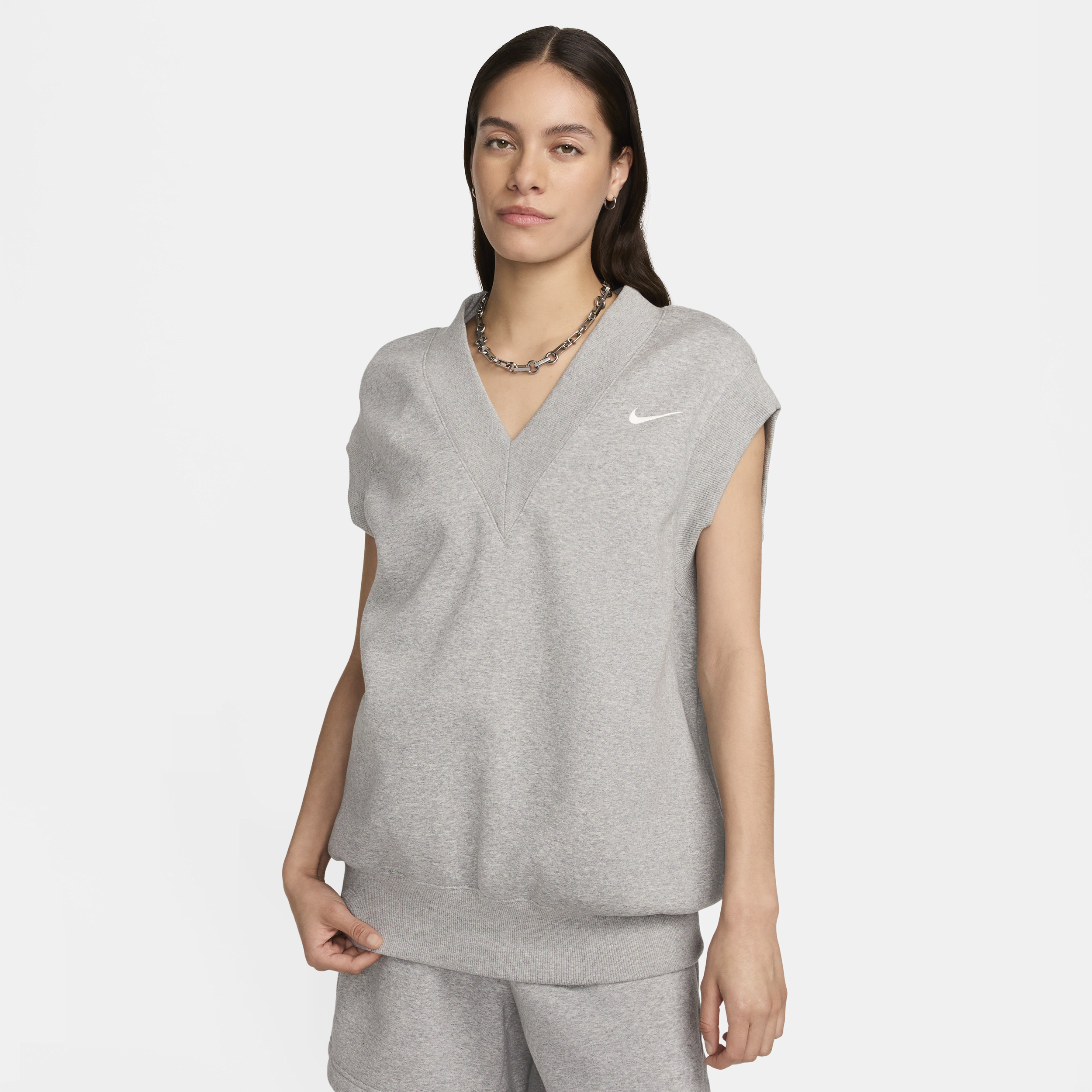 Overdimensioneret Nike Sportswear Phoenix Fleece-vest til kvinder - grå