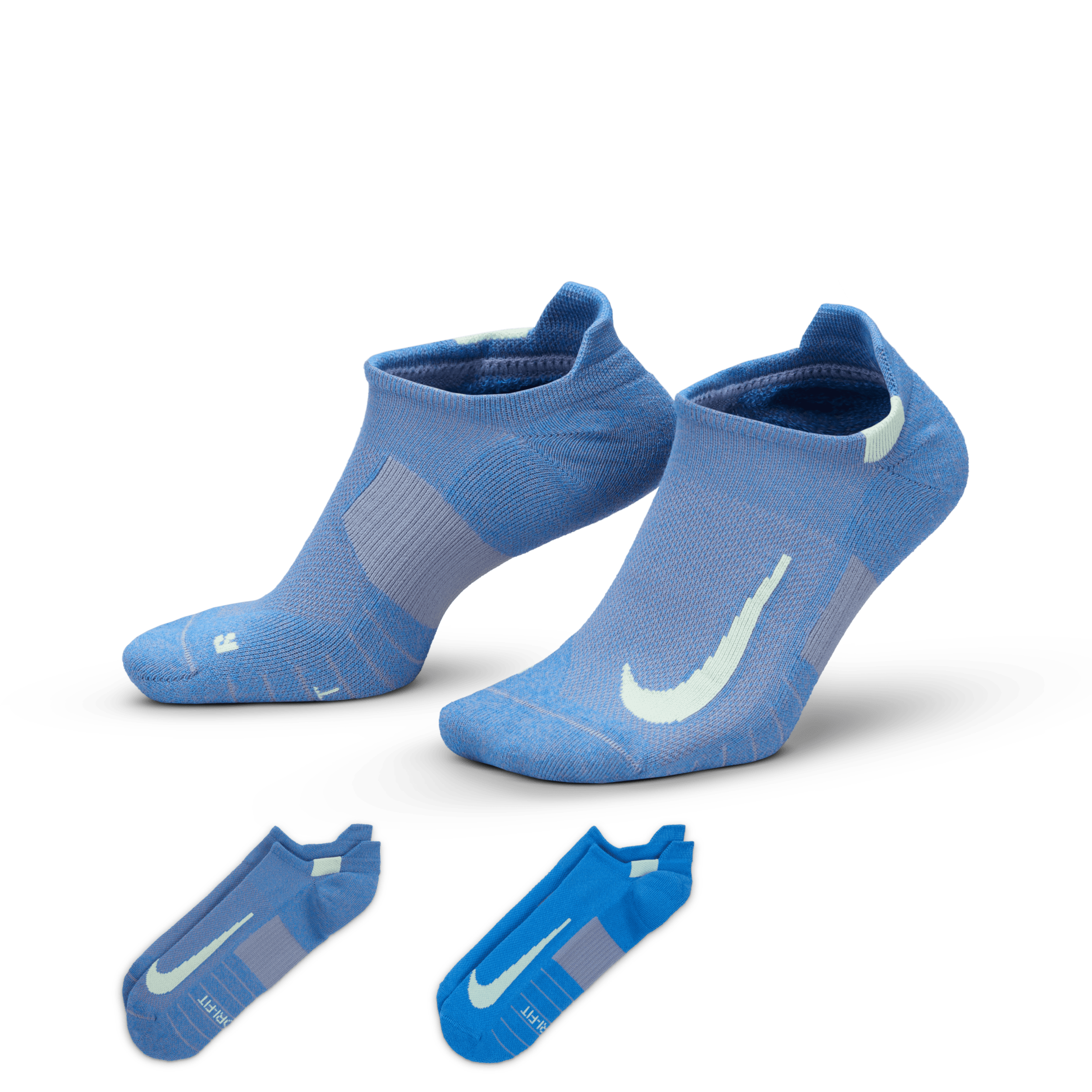 Ikke-synlige Nike Multiplier-strømper til løb (2 par) - multifarvet