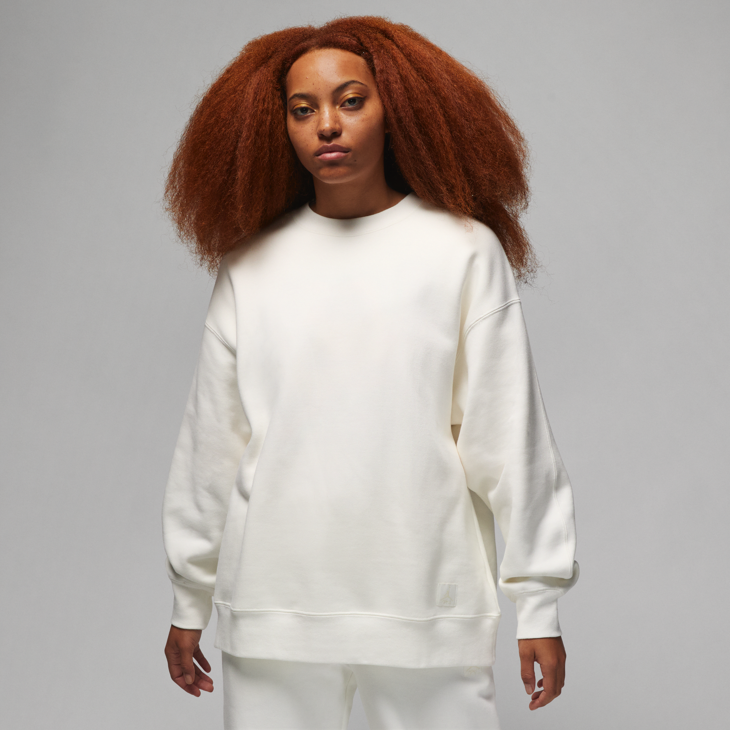 Jordan Flight-sweatshirt i fleece med rund hals til kvinder - hvid