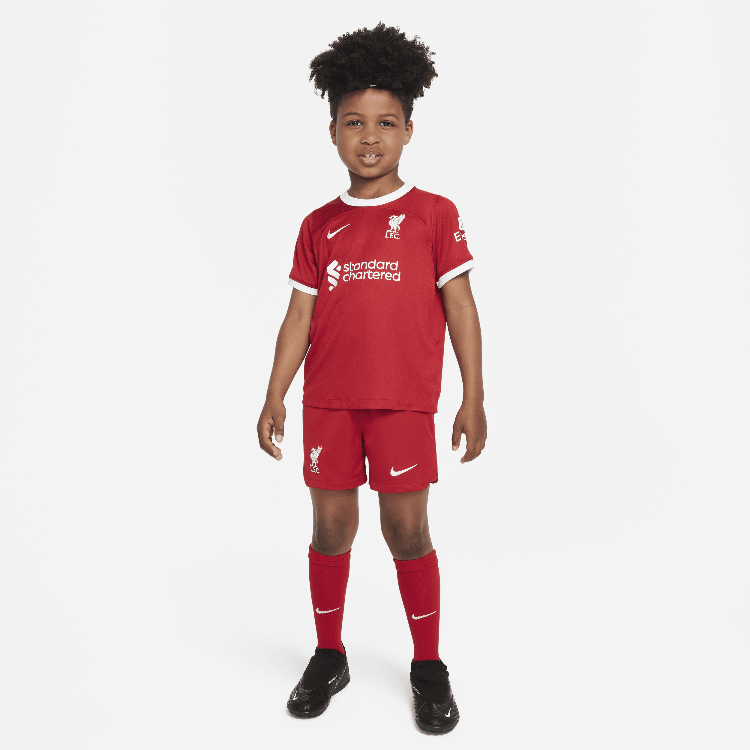 Divisa in tre pezzi Nike Dri-FIT Liverpool FC 2023/24 per bambino/a – Home - Rosso