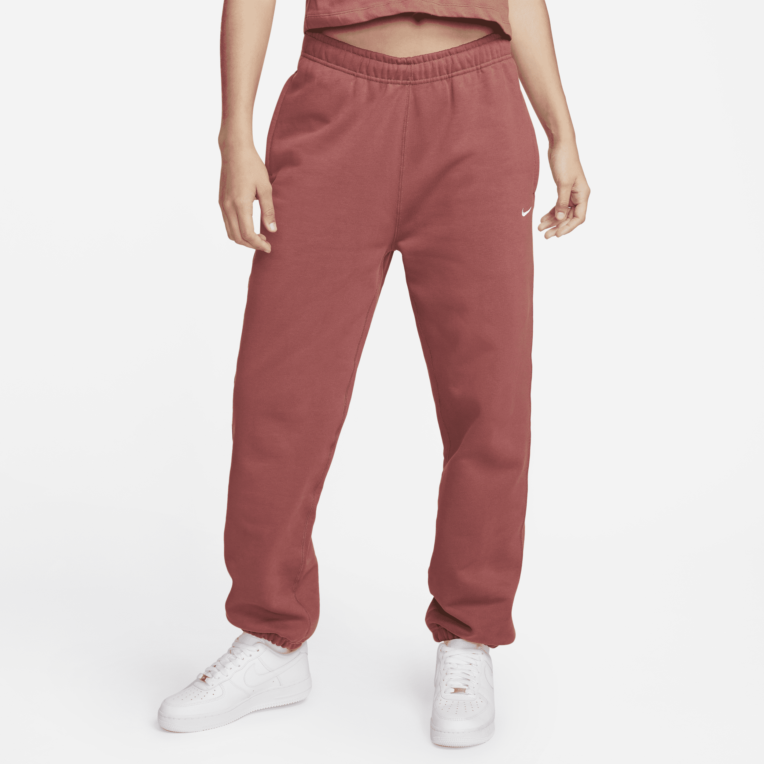 Nike Solo Swoosh-fleecebukser til kvinder - rød