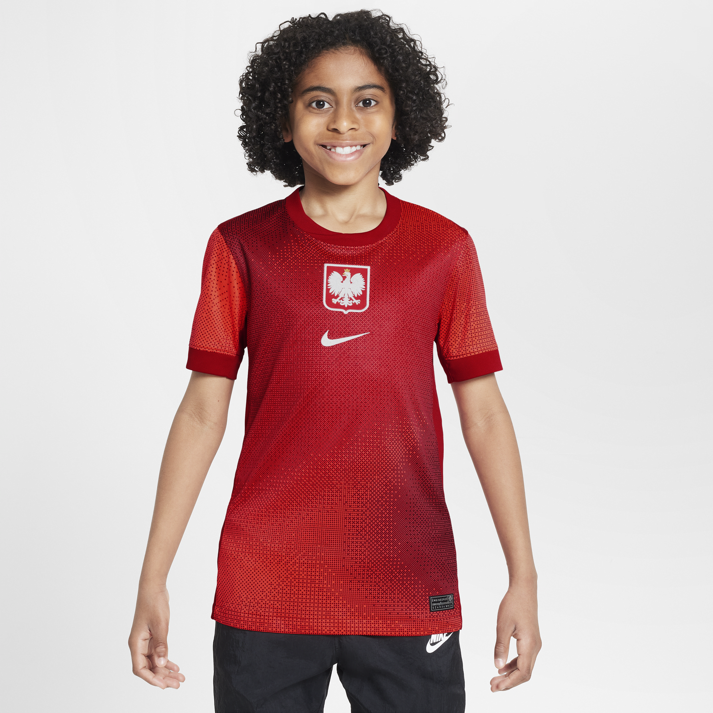 Maglia da calcio replica Nike Dri-FIT Polonia 2024/25 Stadium per ragazzo/a – Away - Rosso