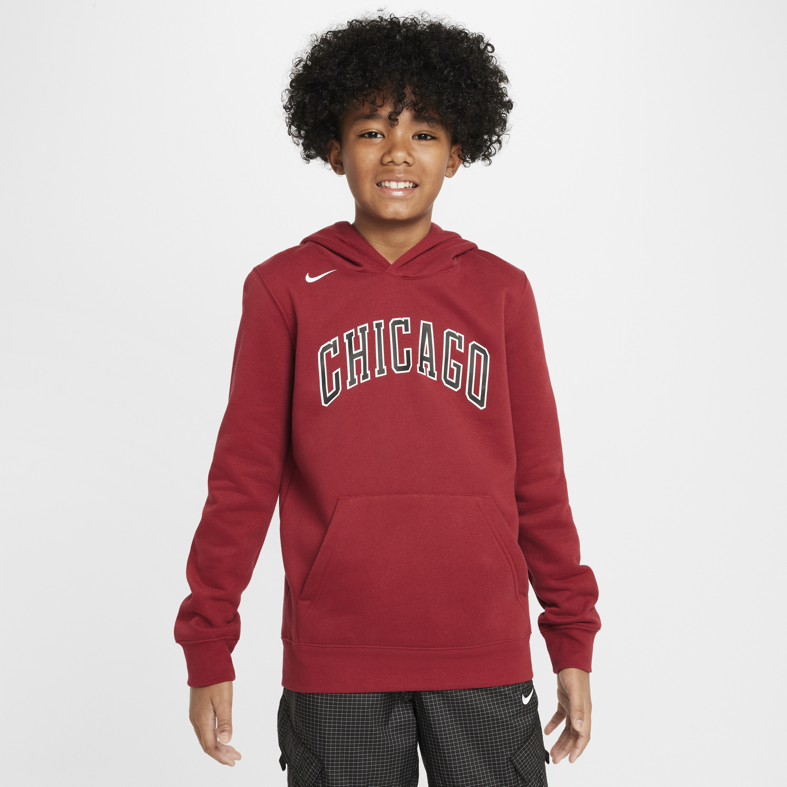 Chicago Bulls City Edition Sudadera con capucha de tejido Fleece Nike de la NBA - Niño/a - Rojo