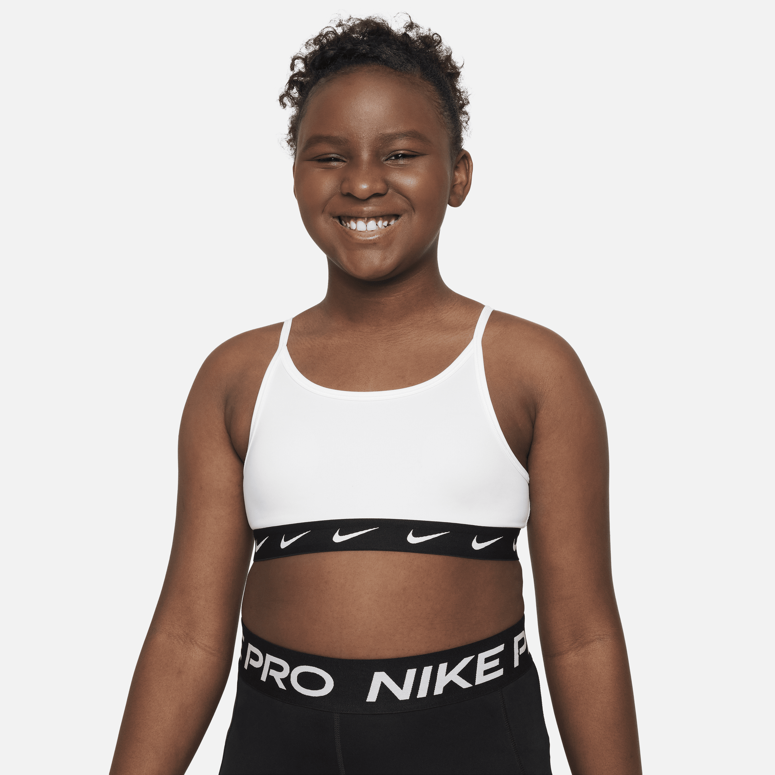 Nike Dri-FIT One-sports-bh til større børn (piger) (udvidet størrelse) - hvid
