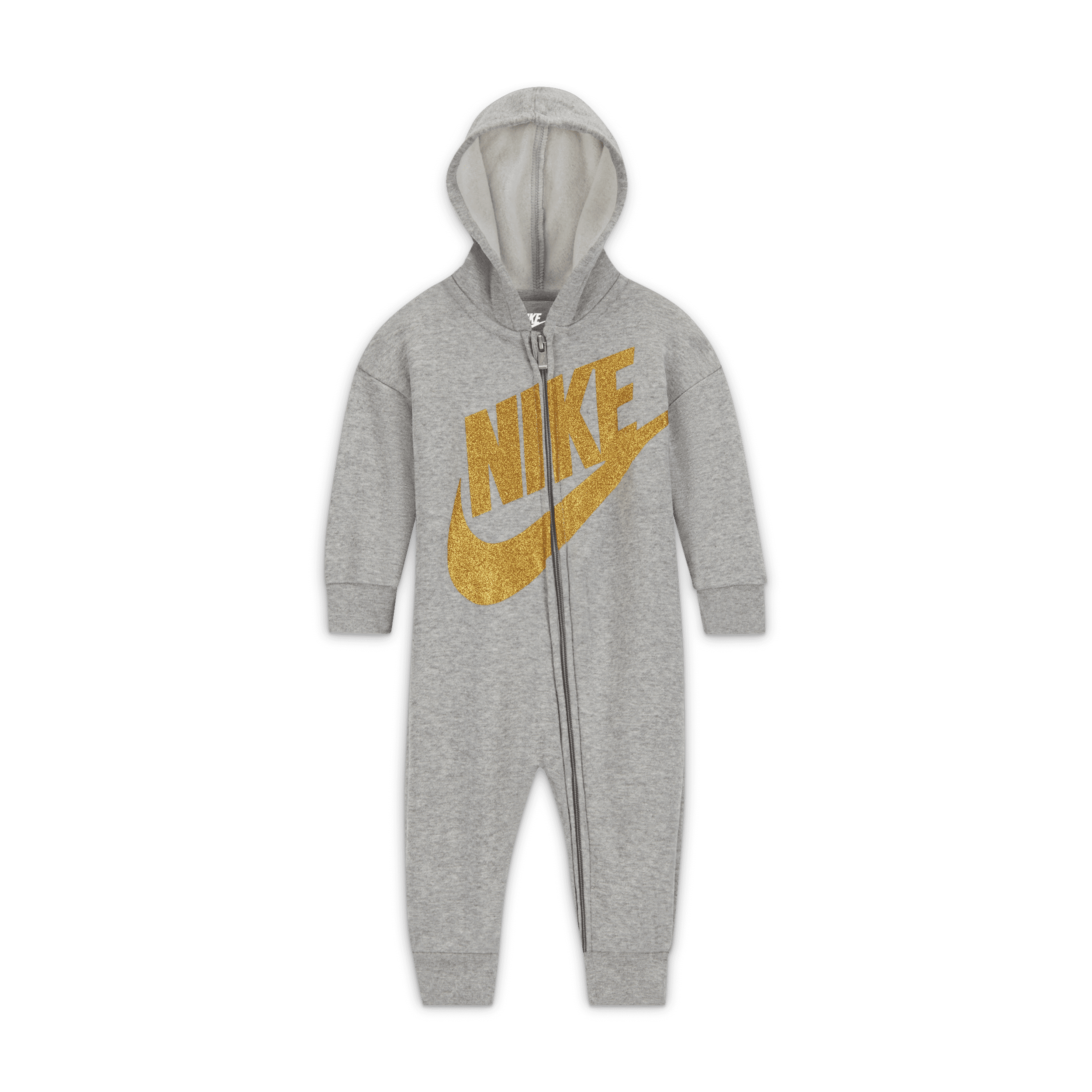 Nike-heldragt med lynlås i fuld længde til babyer (0-9 mdr.) - grå
