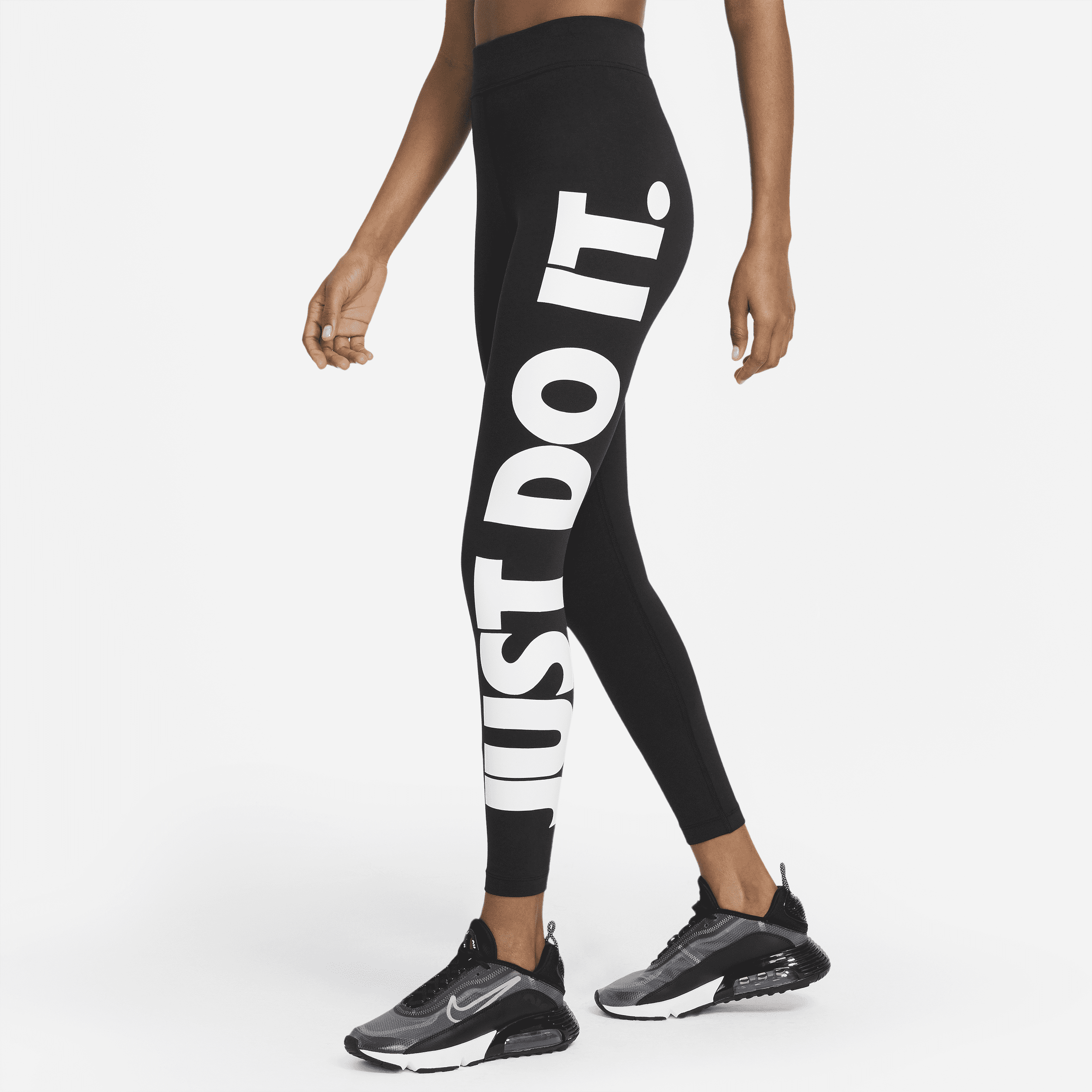 Nike Sportswear Essential-leggings med høj talje og grafik til kvinder - sort