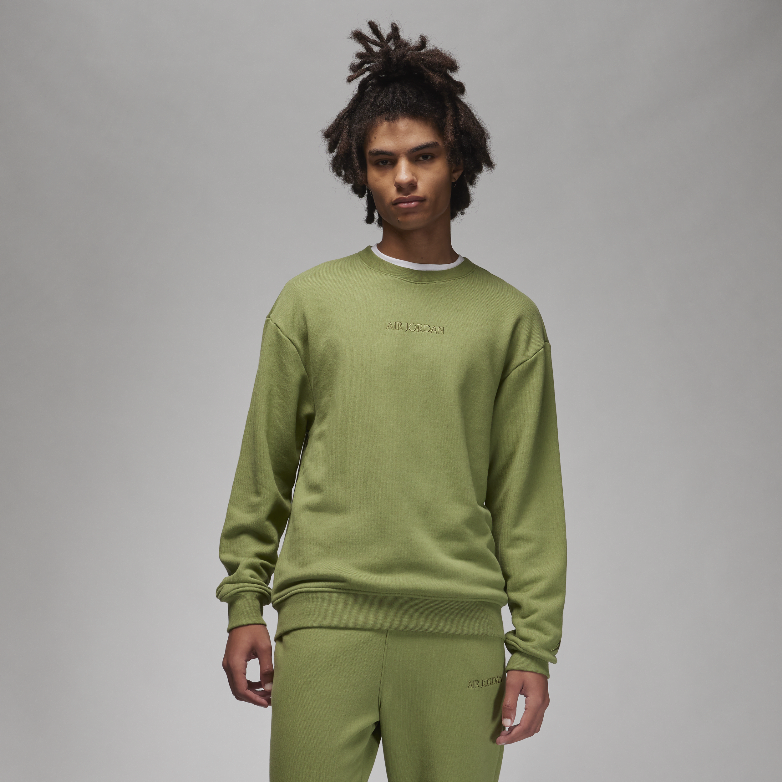Air Jordan Wordmark-sweatshirt i fleece med rund hals til mænd - grøn