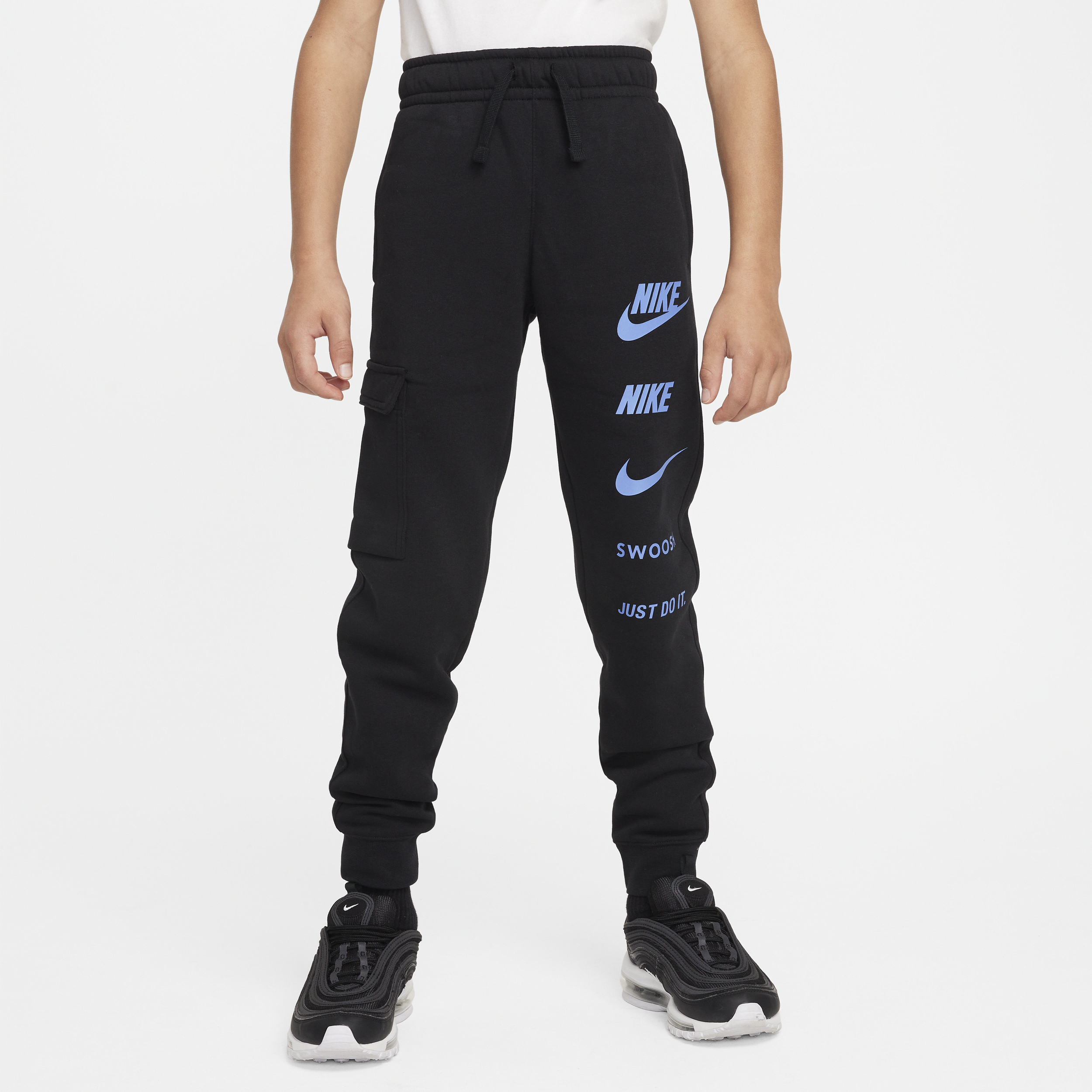 Nike Sportswear-cargobukser i fleece til større børn (drenge) - sort