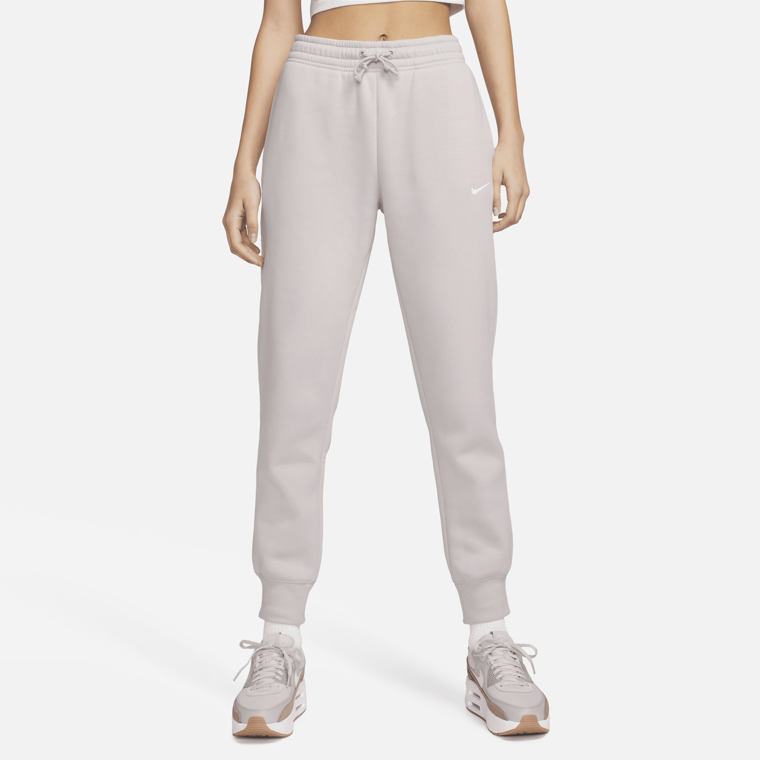 Nike Sportswear Phoenix Fleece-sweatpants med mellemhøj talje til kvinder - lilla