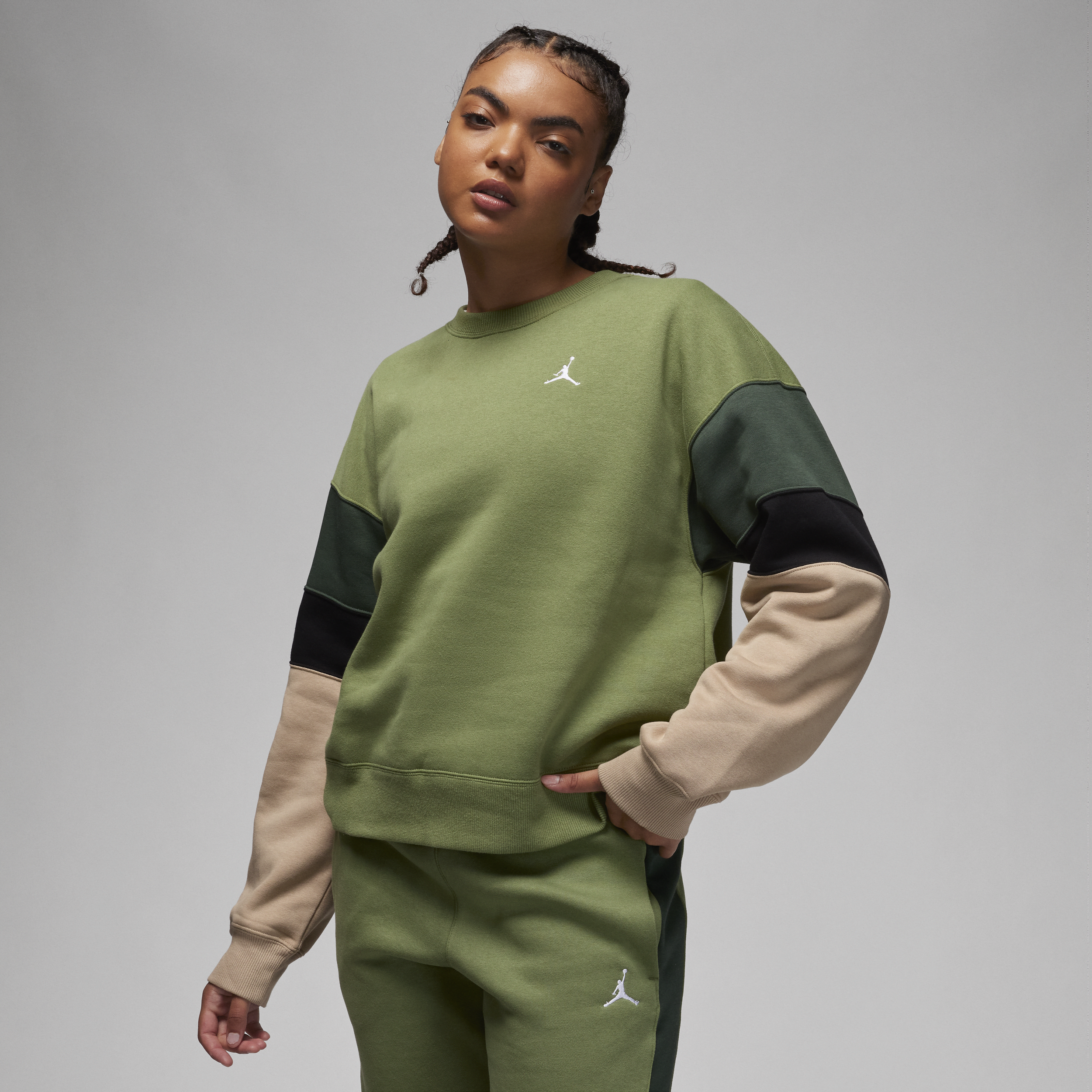 Jordan Brooklyn Fleece-sweatshirt med rund hals til kvinder - grøn