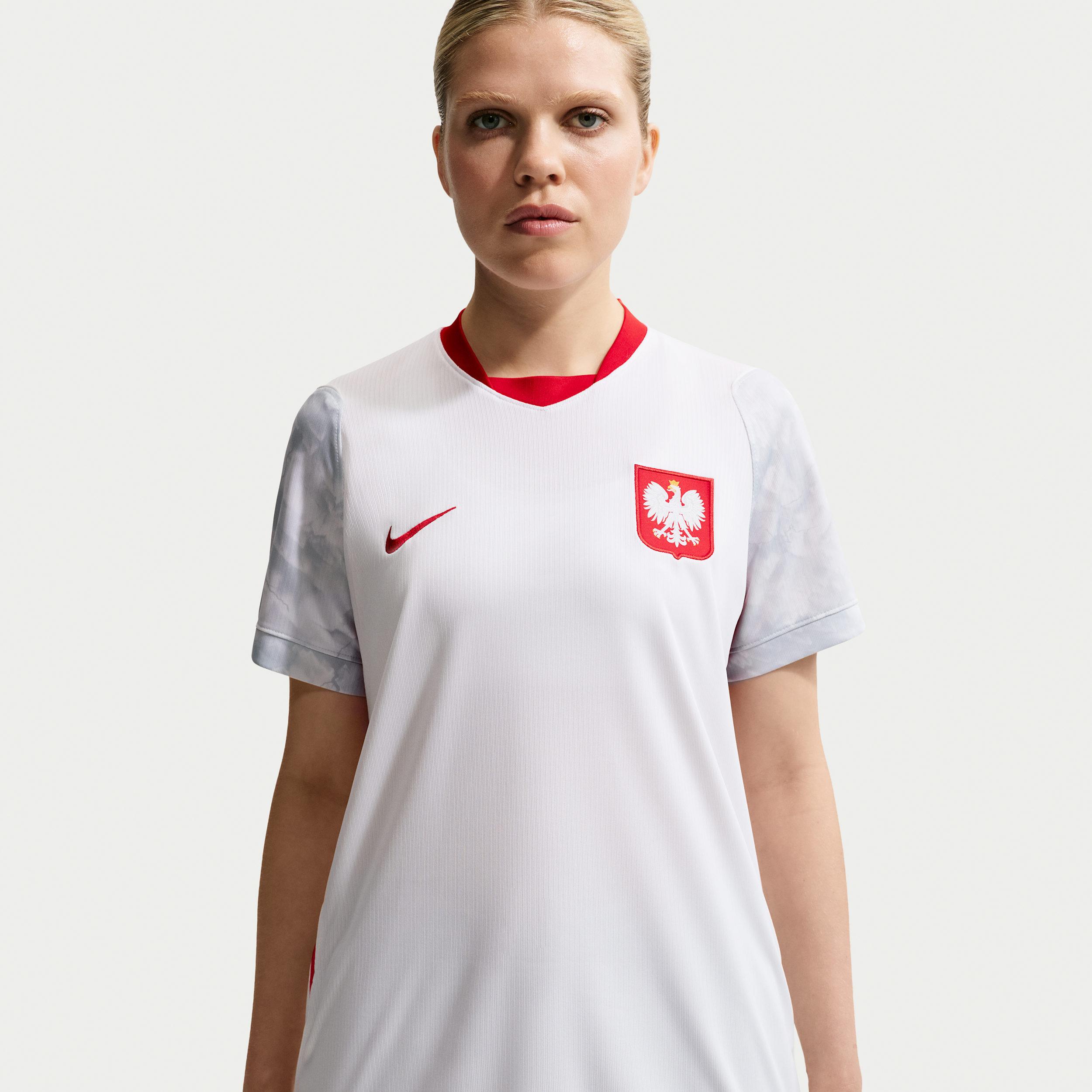 Haut de foot Replica Nike Dri-FIT Pologne 2026 Stadium Domicile pour femme - Blanc