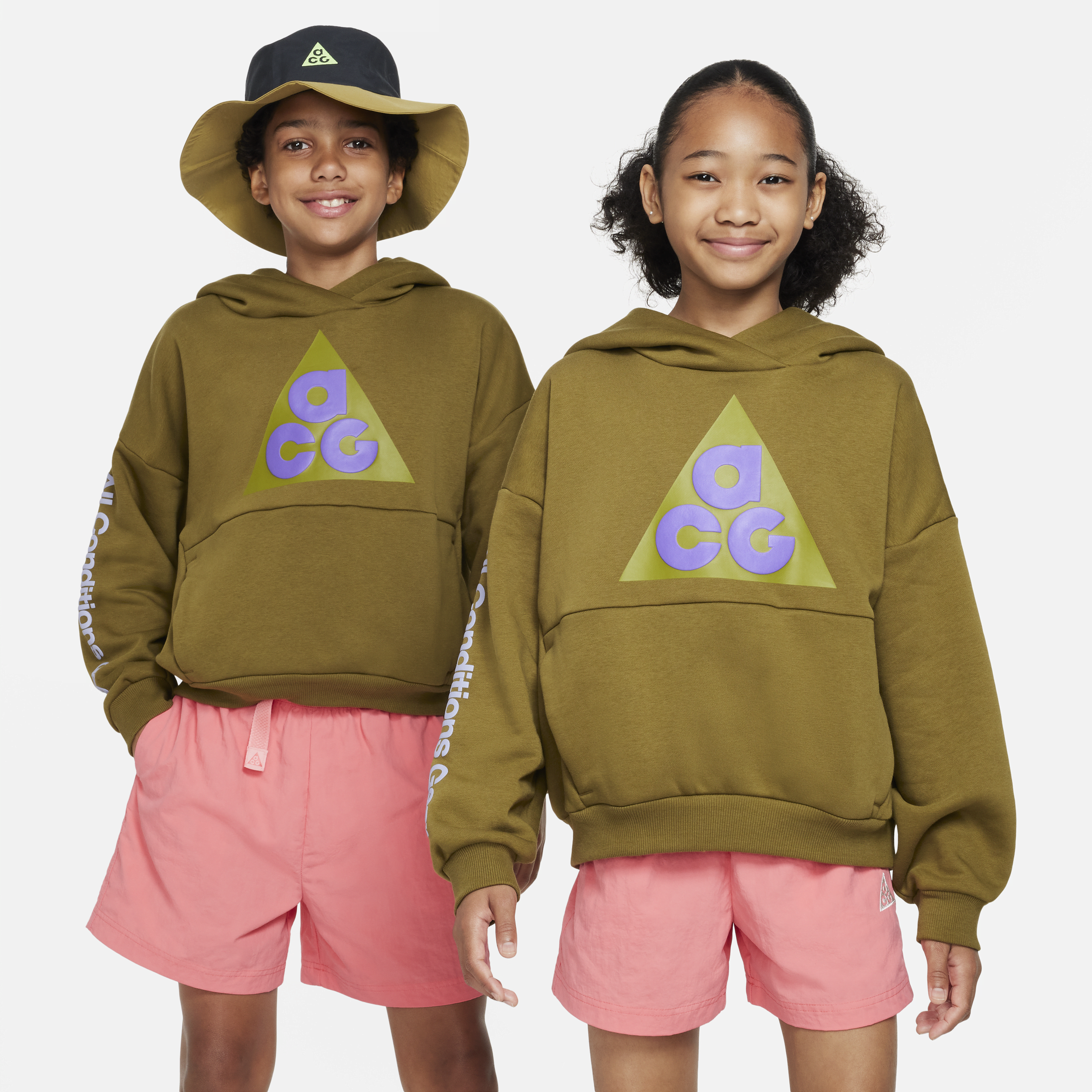 Nike ACG Icon Fleece-pulloverhættetrøje til større børn - brun
