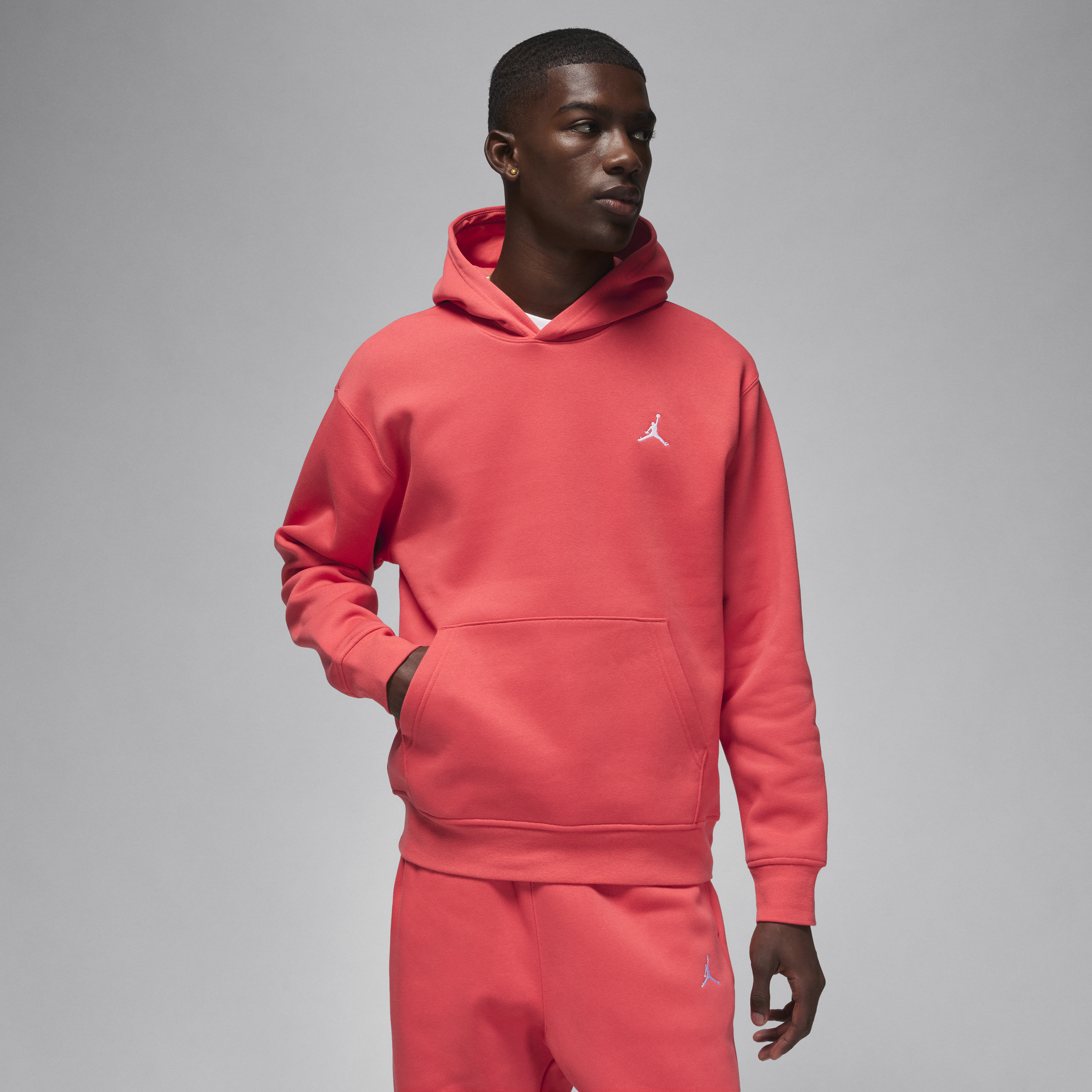 Jordan Brooklyn Fleece-pullover-hættetrøje med print til mænd - rød