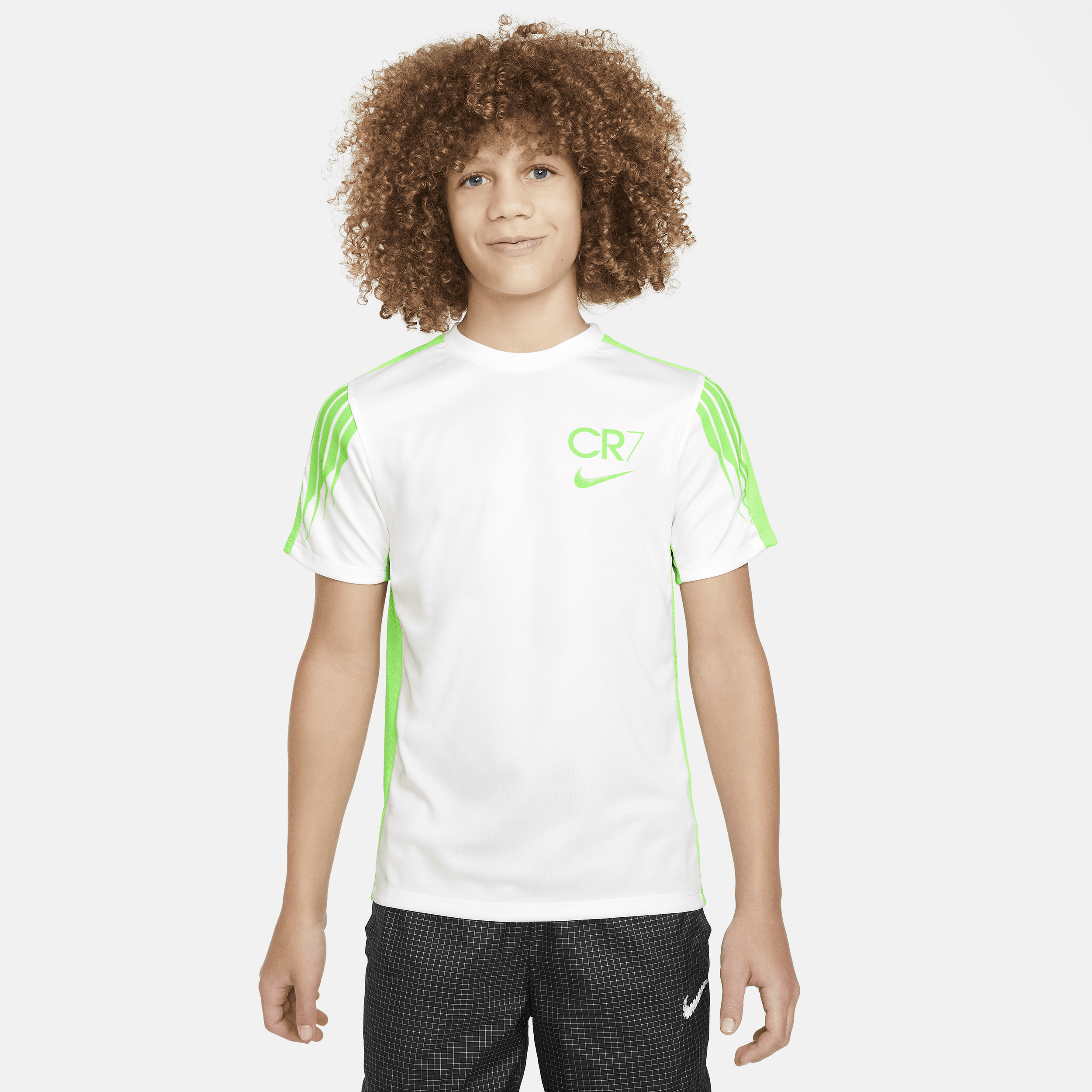 Nike CR7 Dri-FIT Academy23-fodboldtrøje til større børn - hvid