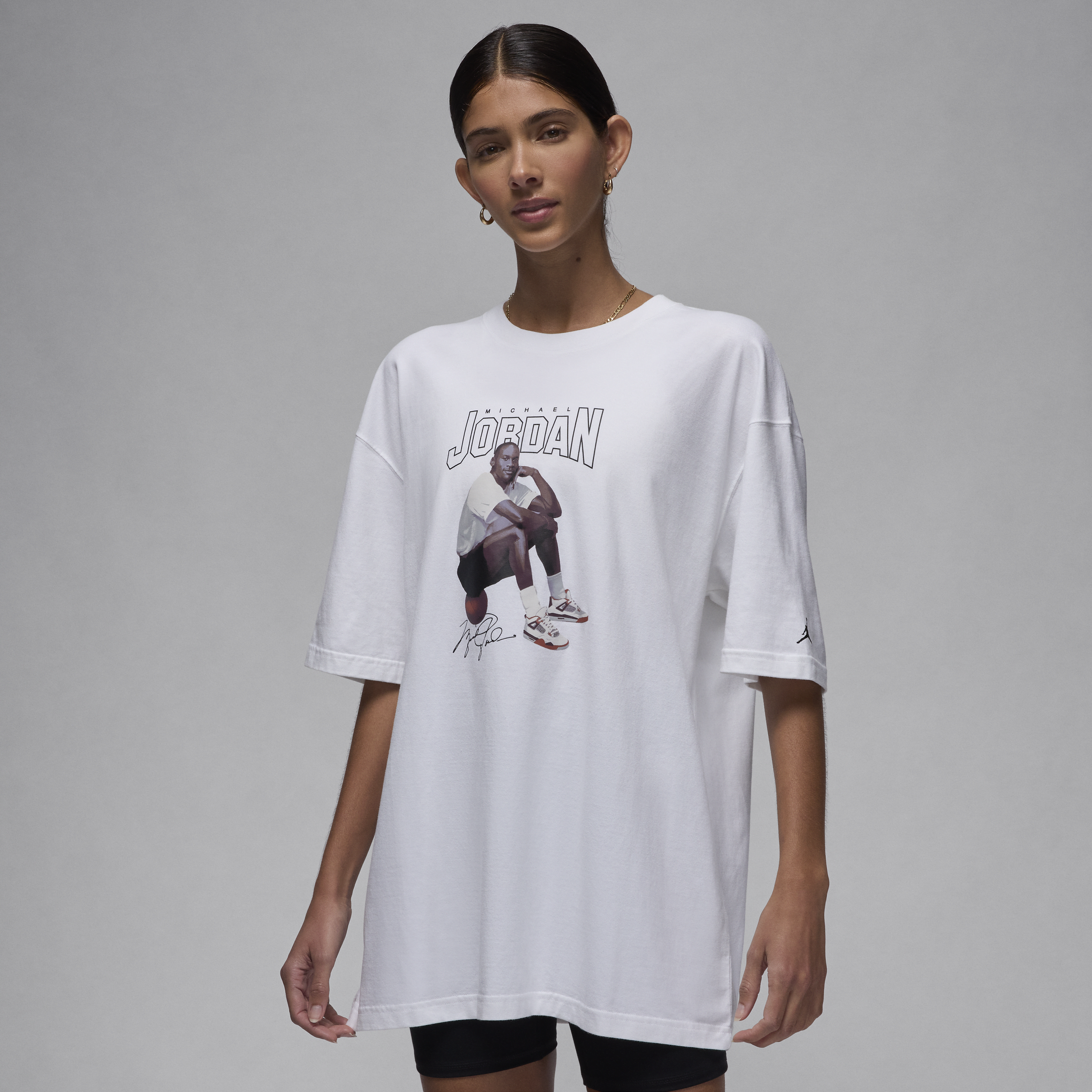 Nike Oversized Jordan-T-shirt med grafik til kvinder - hvid