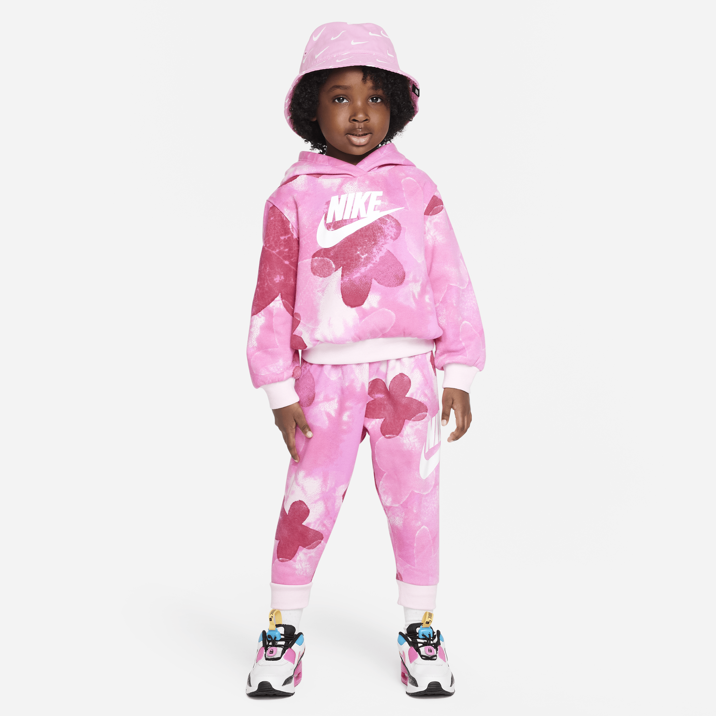 Completo in 2 pezzi con felpa con cappuccio Nike Sci-Dye Club Fleece Set – Bimbi piccoli - Rosa