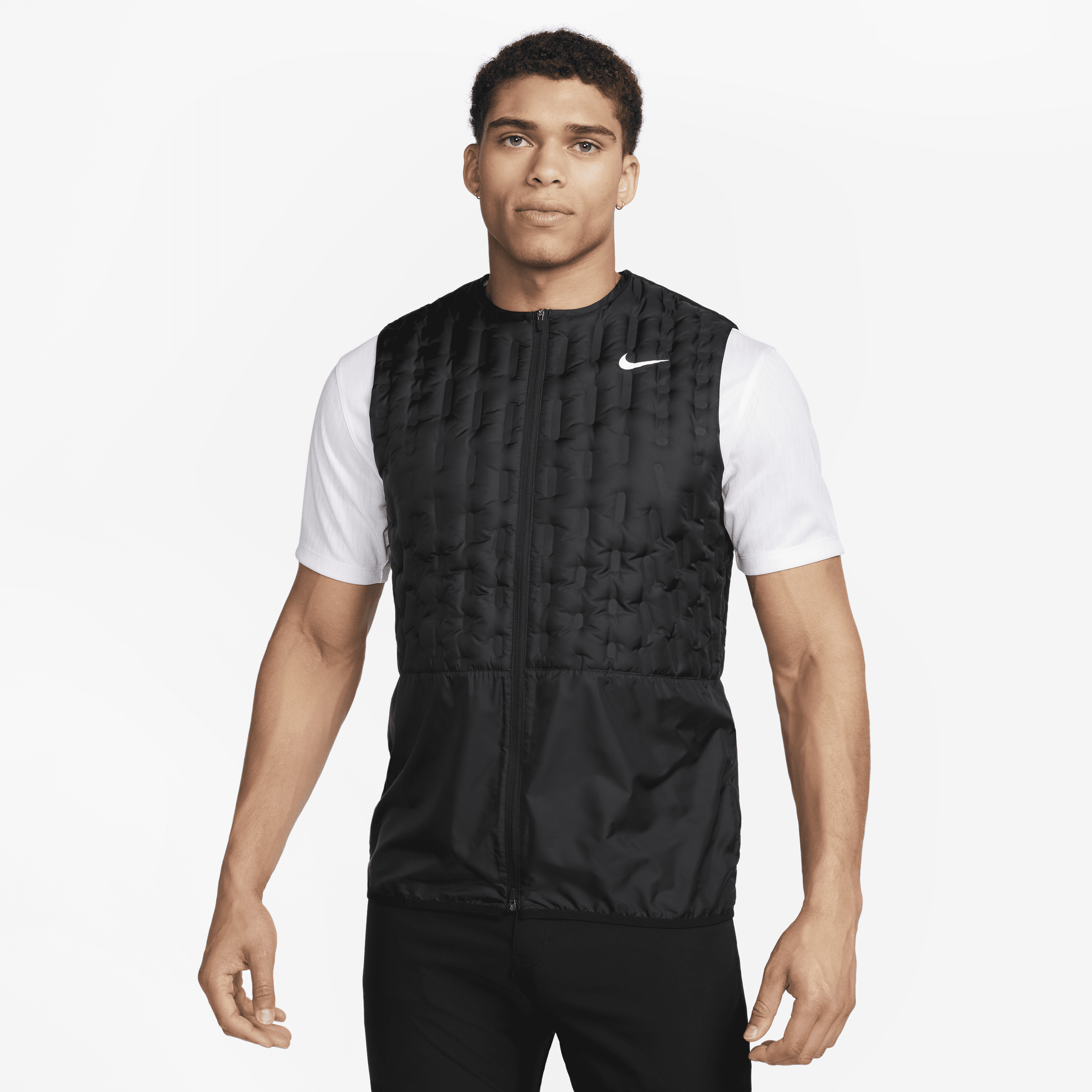 Nike Therma-FIT Repel-golfvest med dun og fuld lynlås til mænd - sort