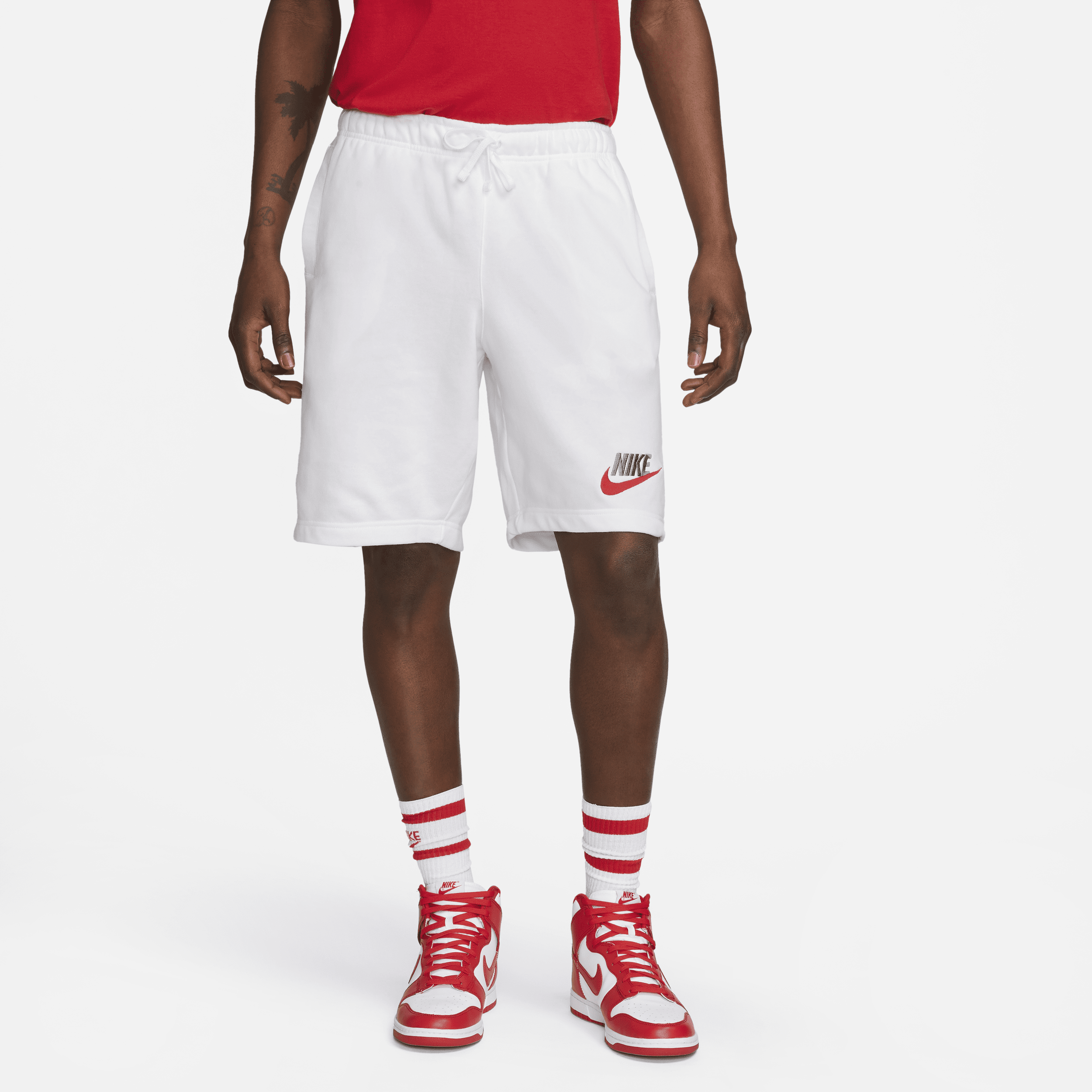 Nike Club-shorts i french terry til mænd - hvid