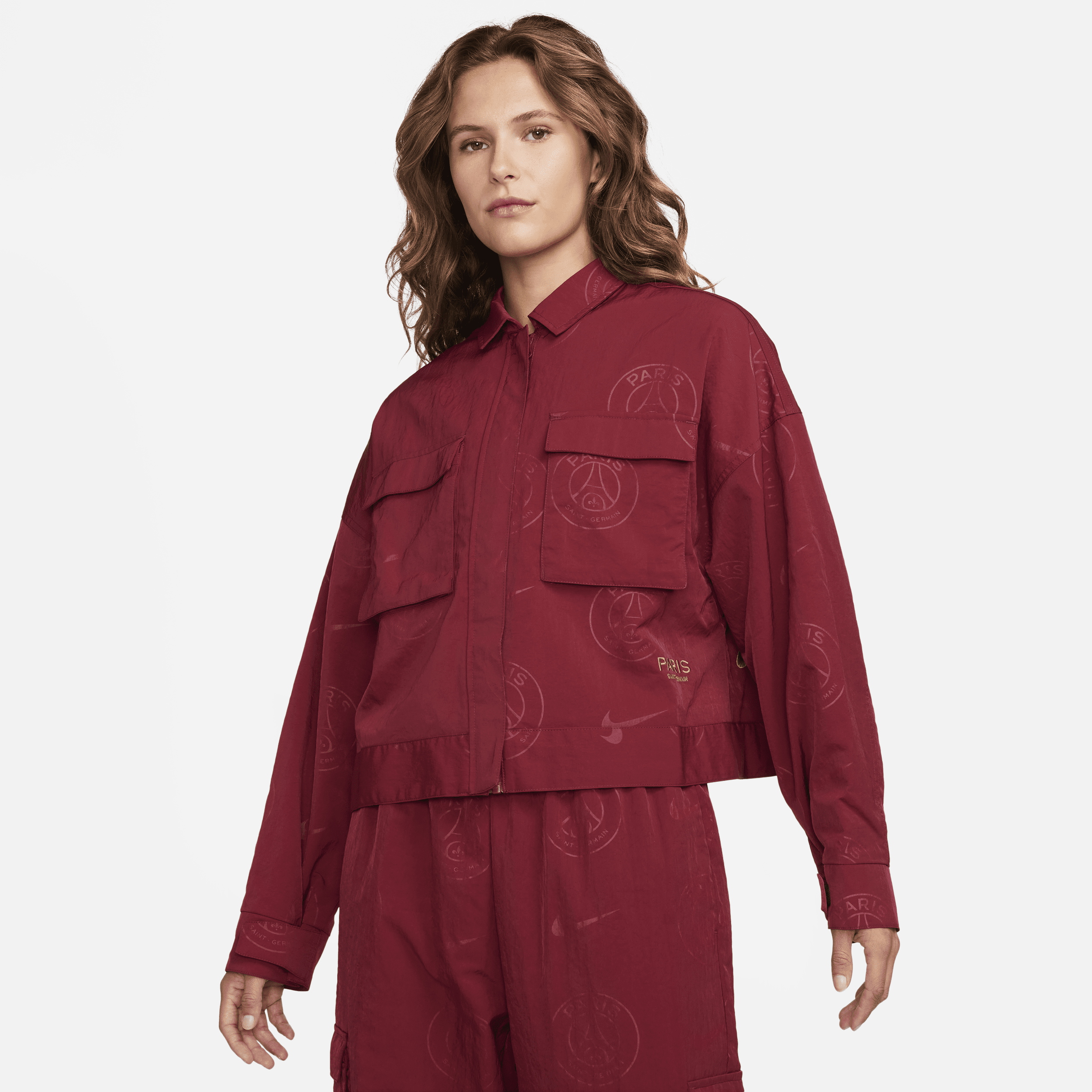 Vævet Paris Saint-Germain Essential Nike-jakke med grafik til kvinder - rød