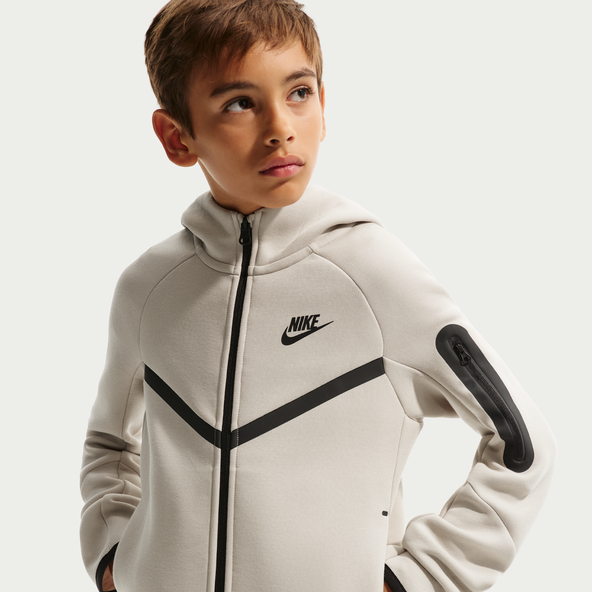 Felpa con cappuccio e zip a tutta lunghezza Nike Tech Fleece - Ragazzo/a - Marrone