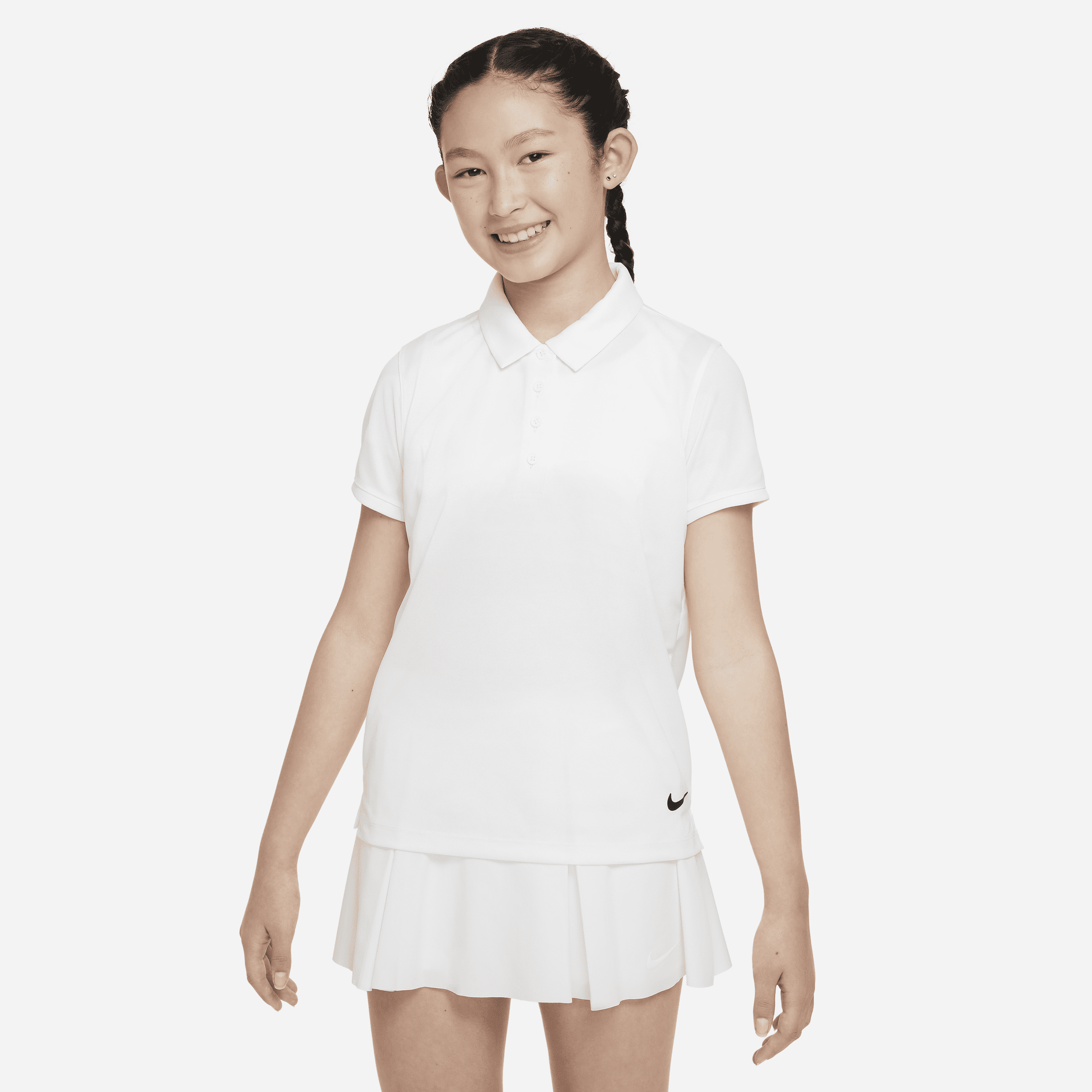 Nike Dry-FIT Victory-golfpolo til større børn (piger) - hvid