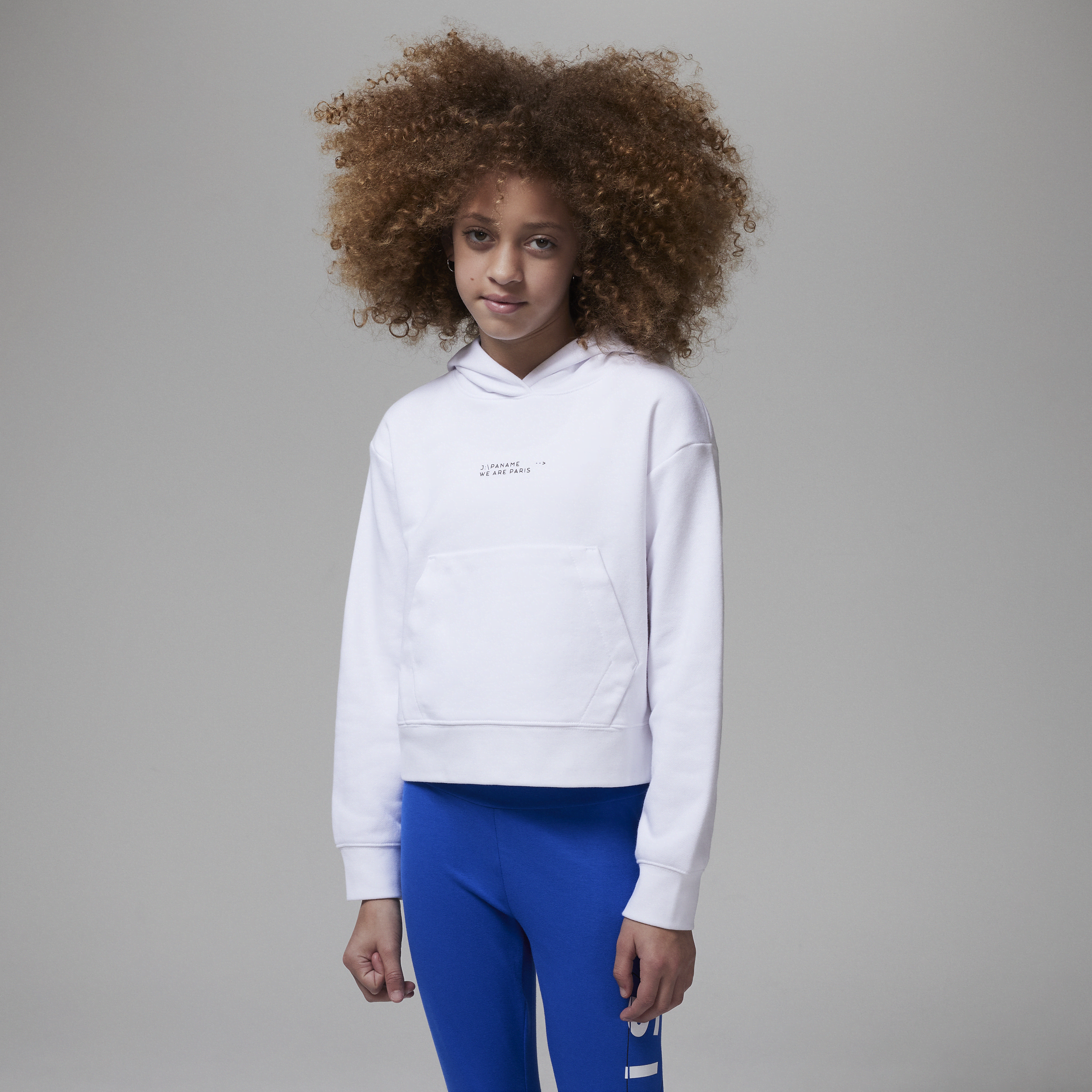 Jordan-Paris Saint-Germain-pullover-hættetrøje i fleece til større børn - hvid