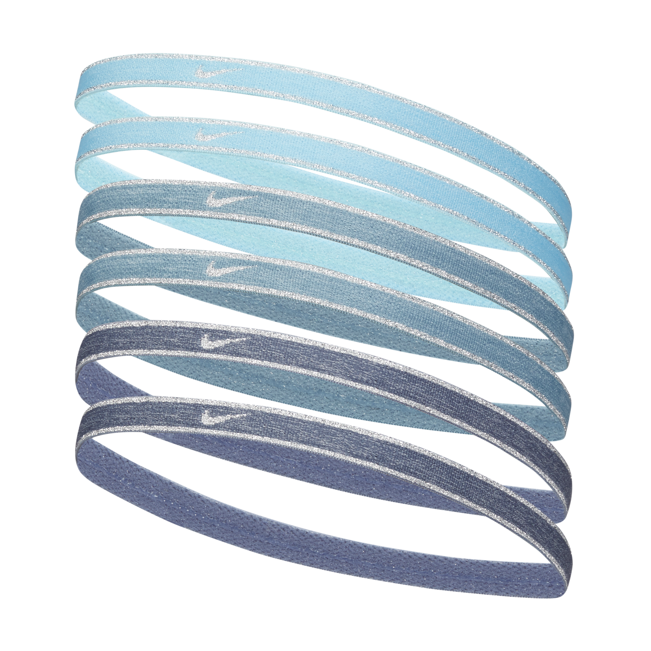 Fascia per capelli metallizzata Nike Swoosh Sport (confezione da 6) - Blu