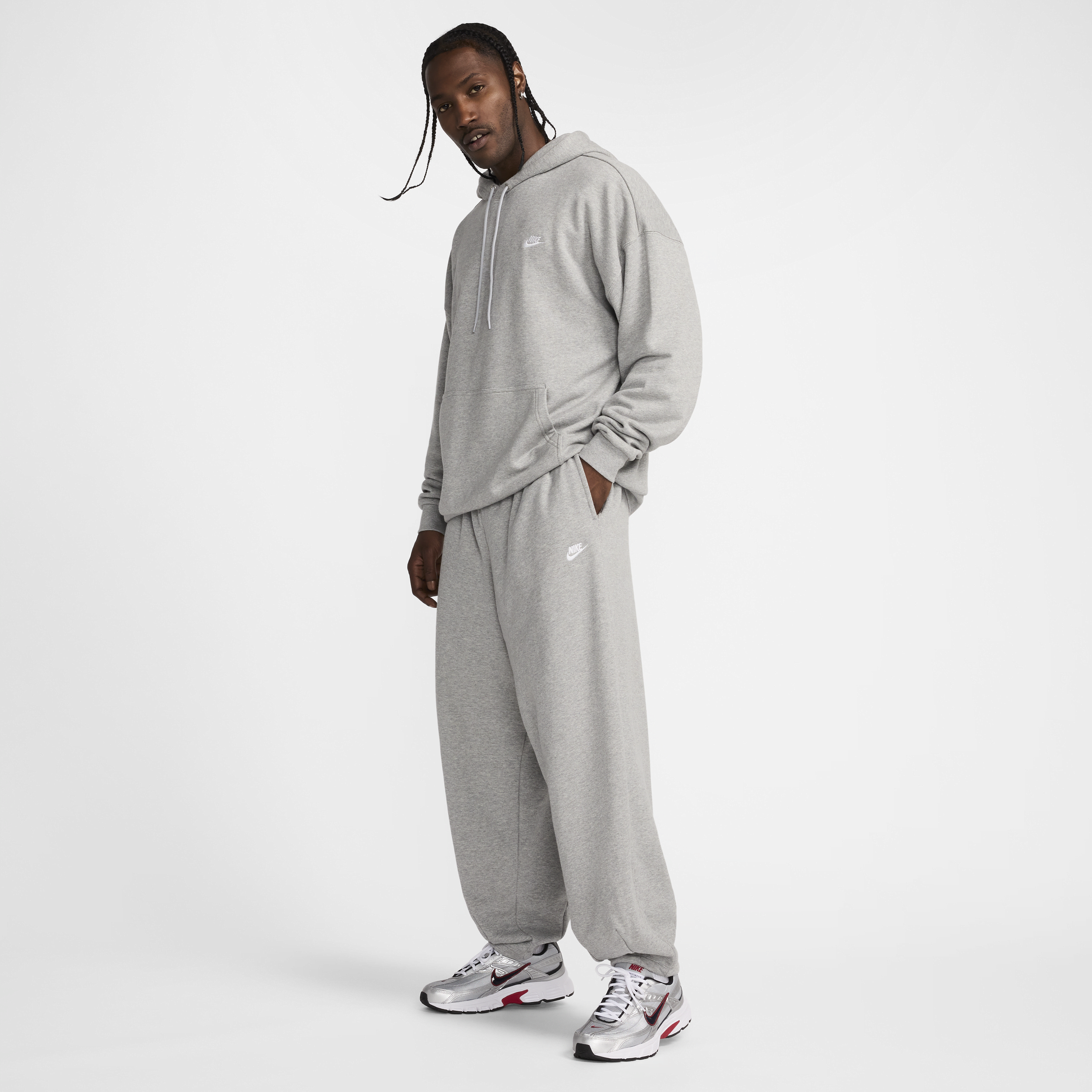 Nike Club Fleece Men's Oversized French Terry Trousers - Grey