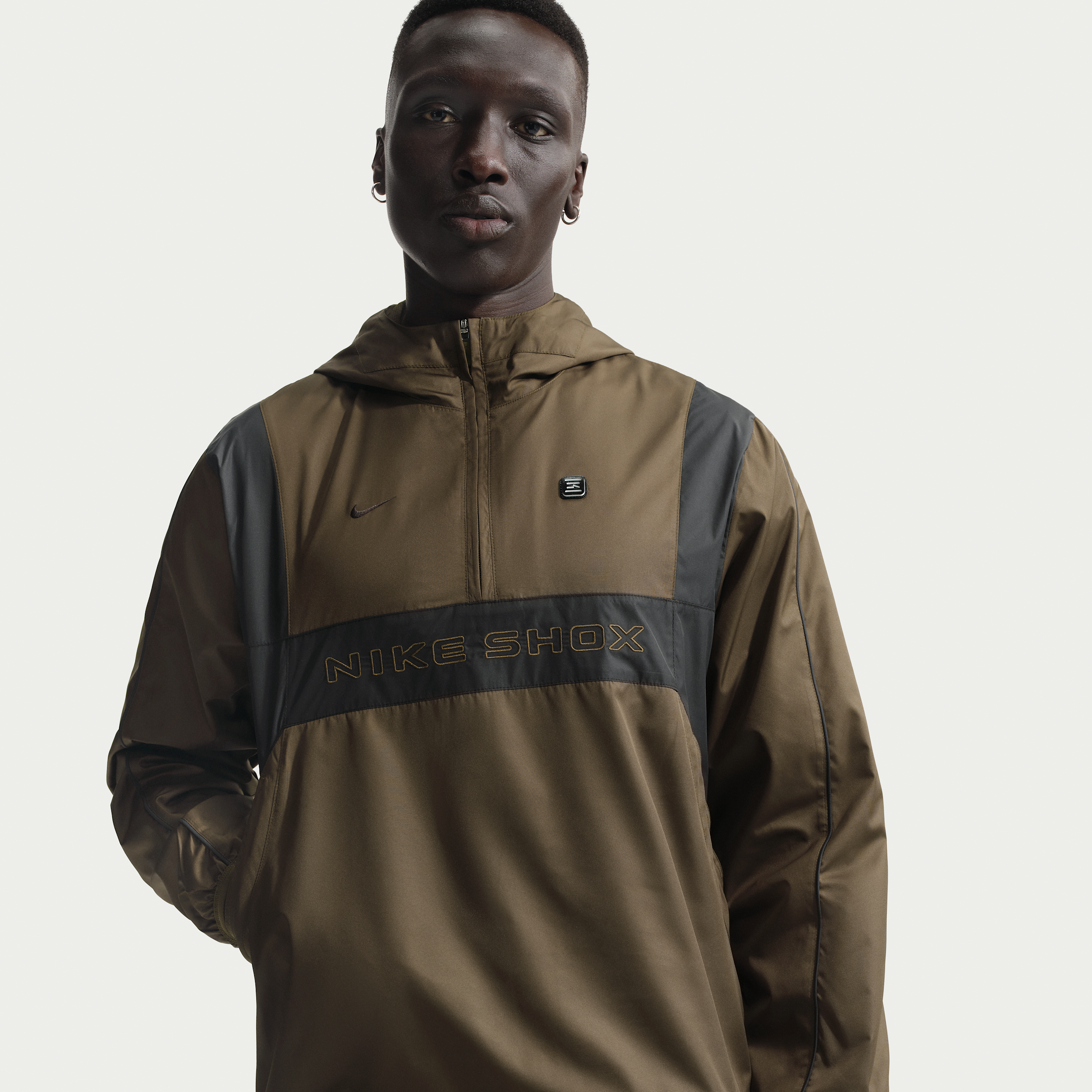 Nike Shox Men's Woven Half-Zip Jacket - Brown - Polyester | IH0652