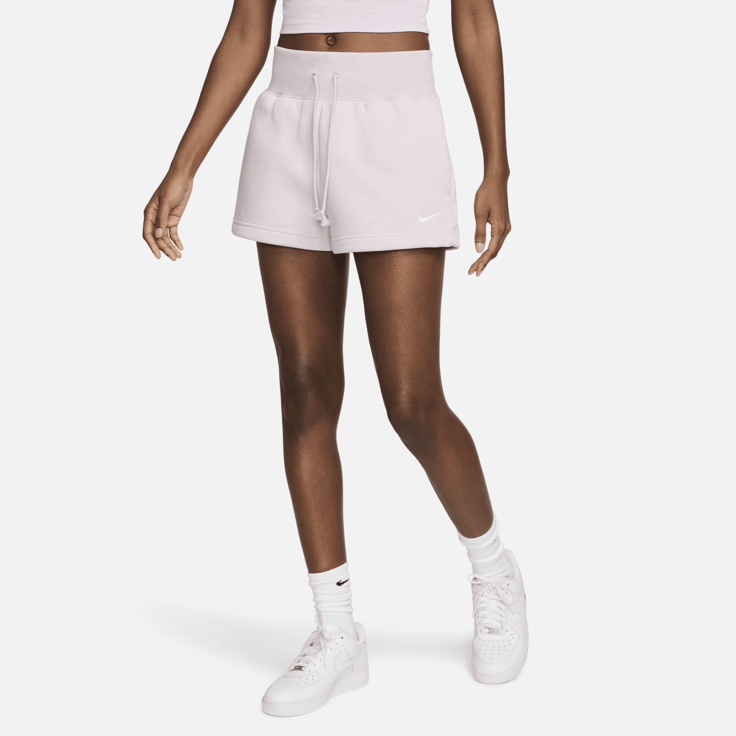 Nike Sportswear Phoenix Fleece damesshorts met ruimvallende pasvorm en hoge taille - Paars
