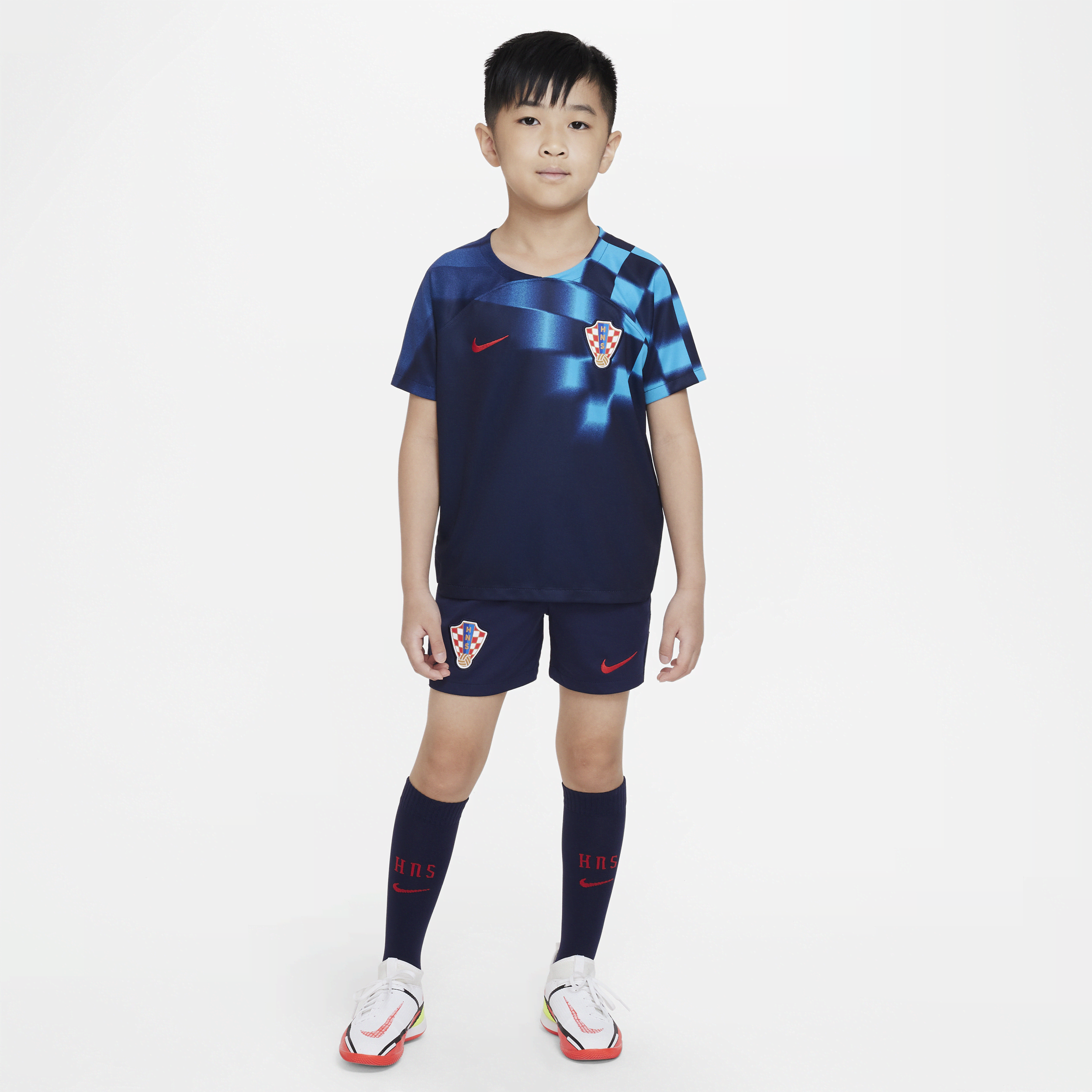 Nike Croatia 2022/23 Away-fodboldsæt til mindre børn - blå