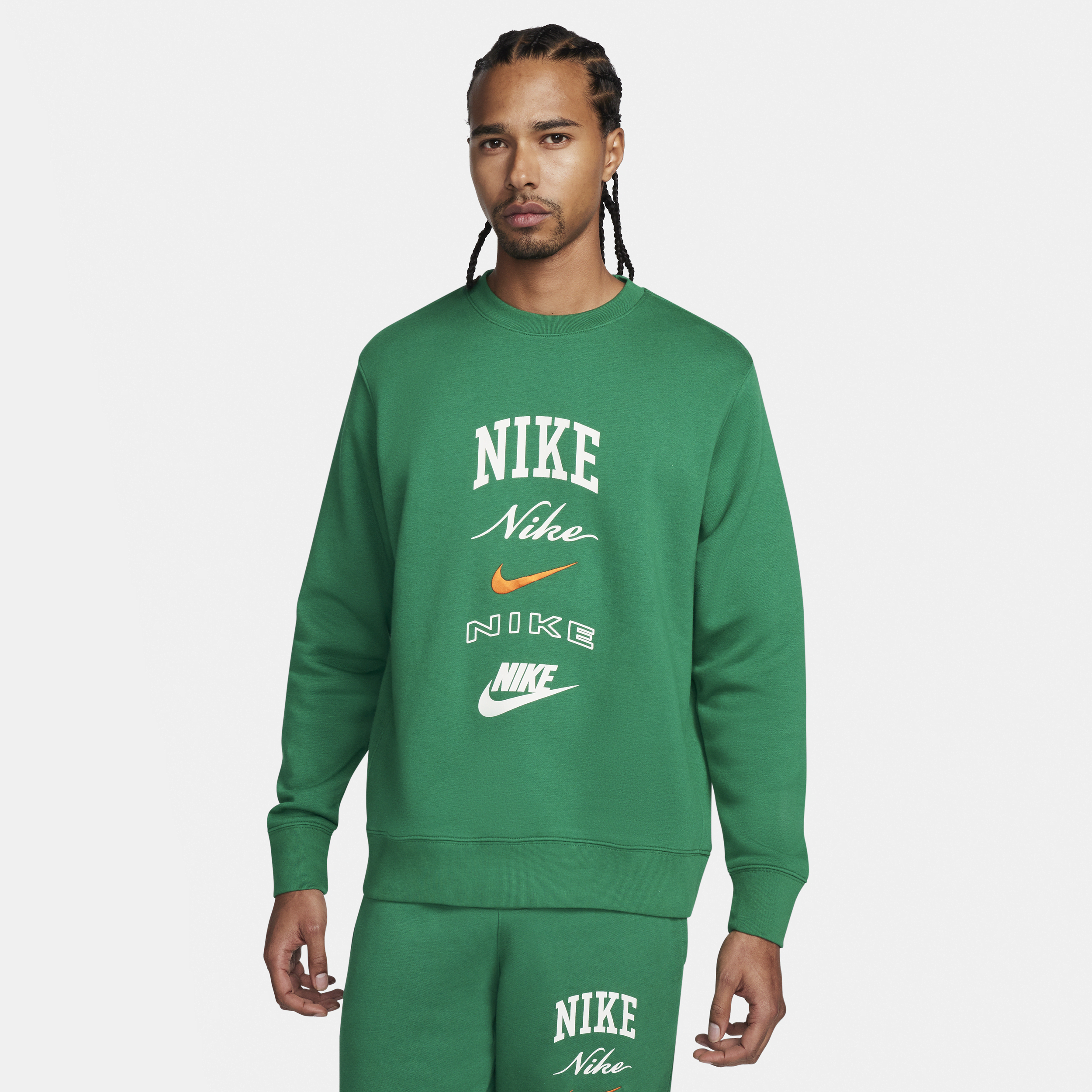 Nike Club Fleece sweatshirt met ronde hals en lange mouwen voor heren - Groen