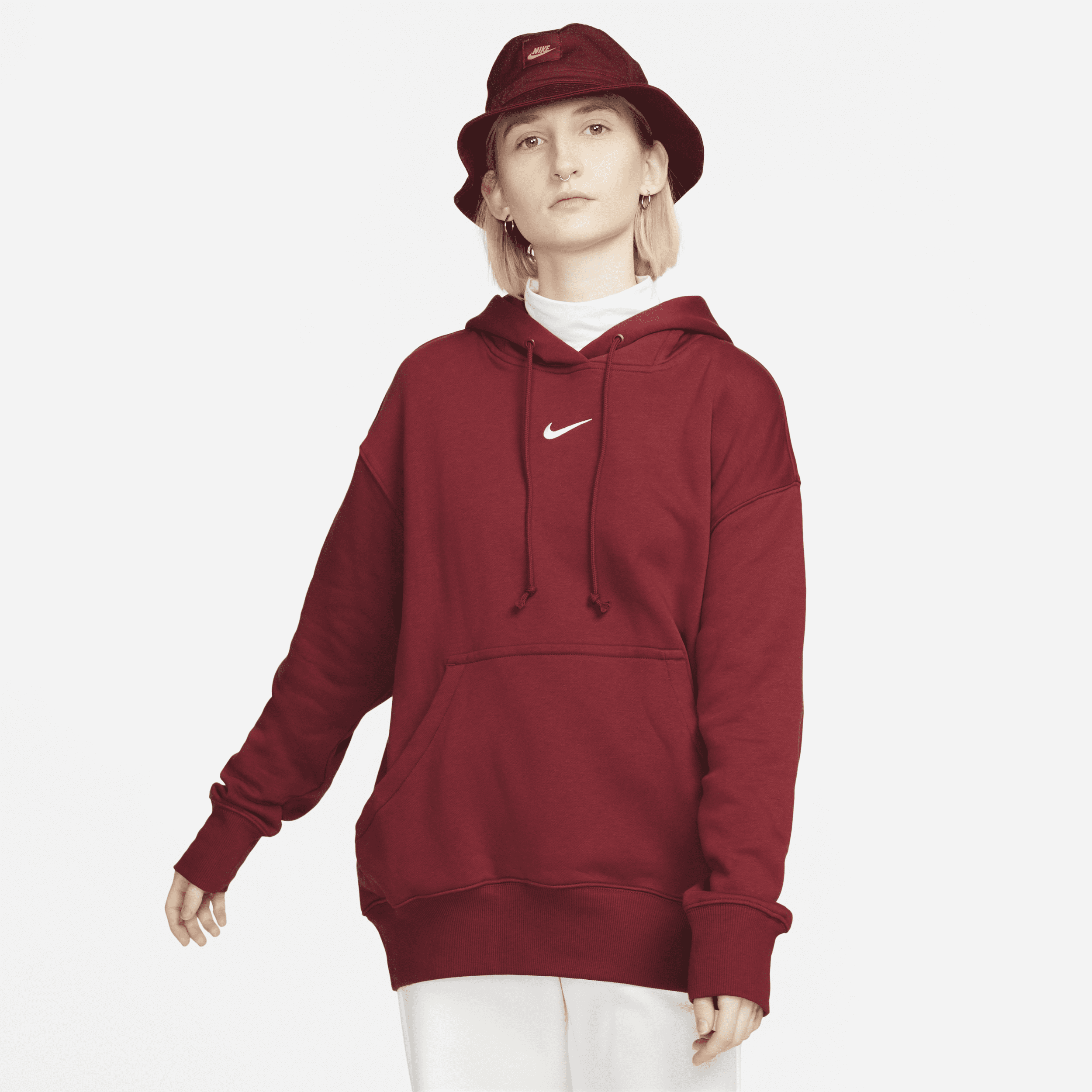 Felpa pullover oversize con cappuccio Nike Sportswear Phoenix Fleece – Donna - Rosso