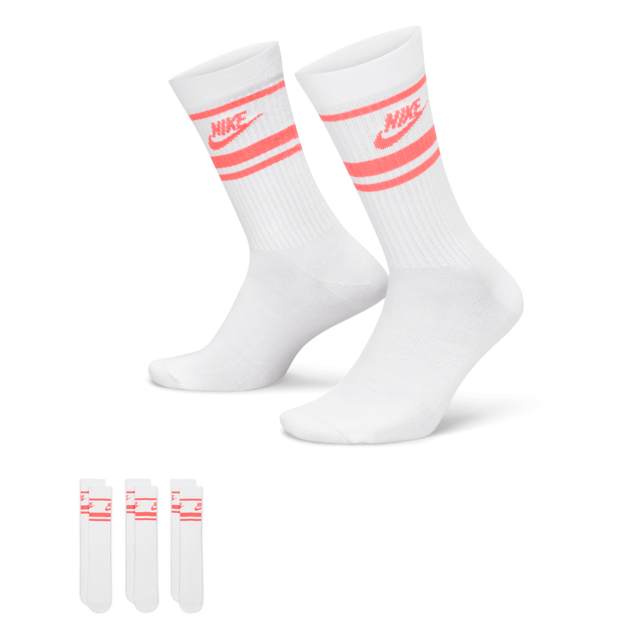 【ナイキ（NIKE）公式ストア】ナイキ スポーツウェア Dri-FIT エブリデイ エッセンシャル クルー ソックス (3足) DX5089-100 ホワイト