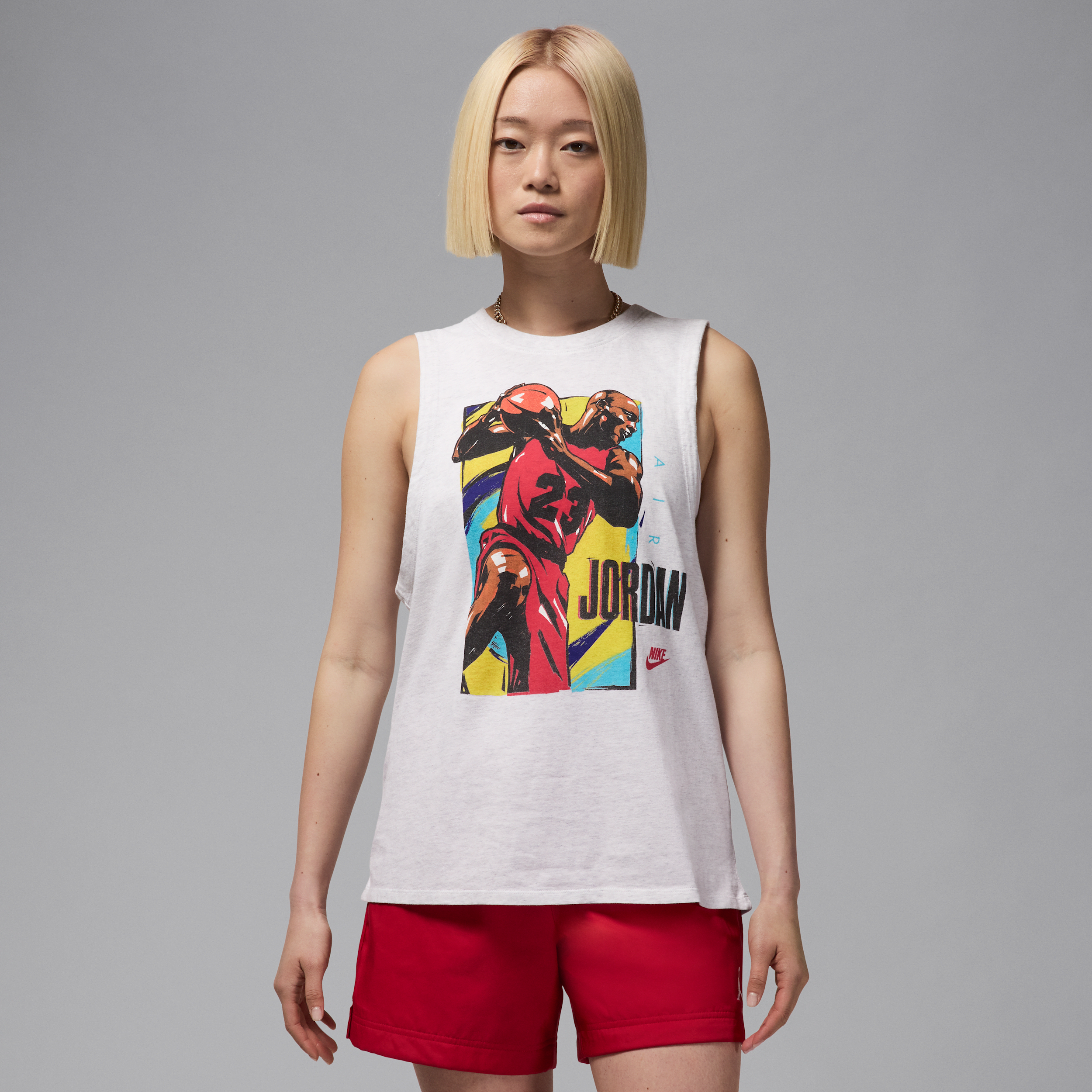 Nike T-shirt senza maniche con grafica Jordan – Donna - Marrone