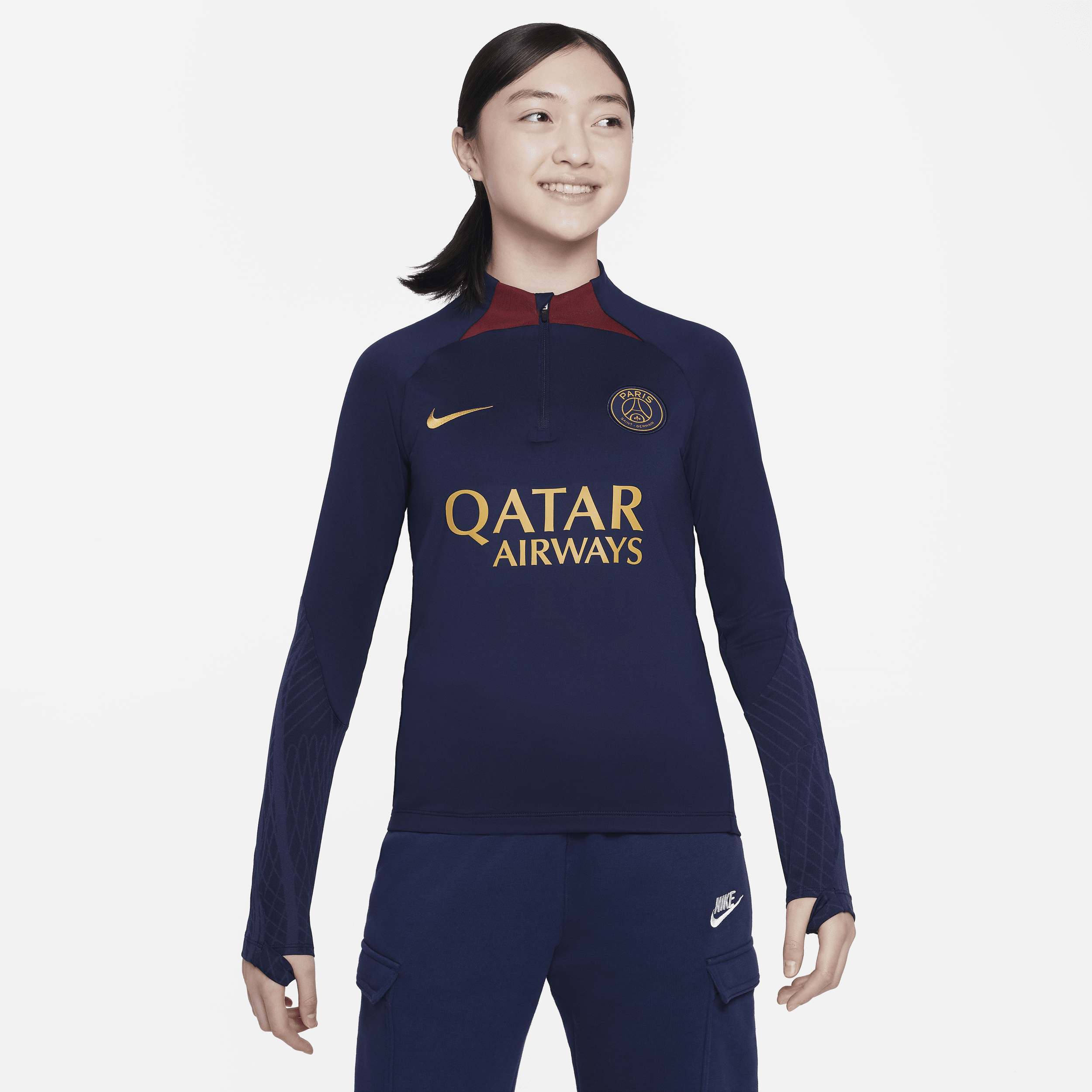 Paris Saint-Germain Strike Nike Dri-FIT knit voetbaltrainingstop voor kids - Blauw