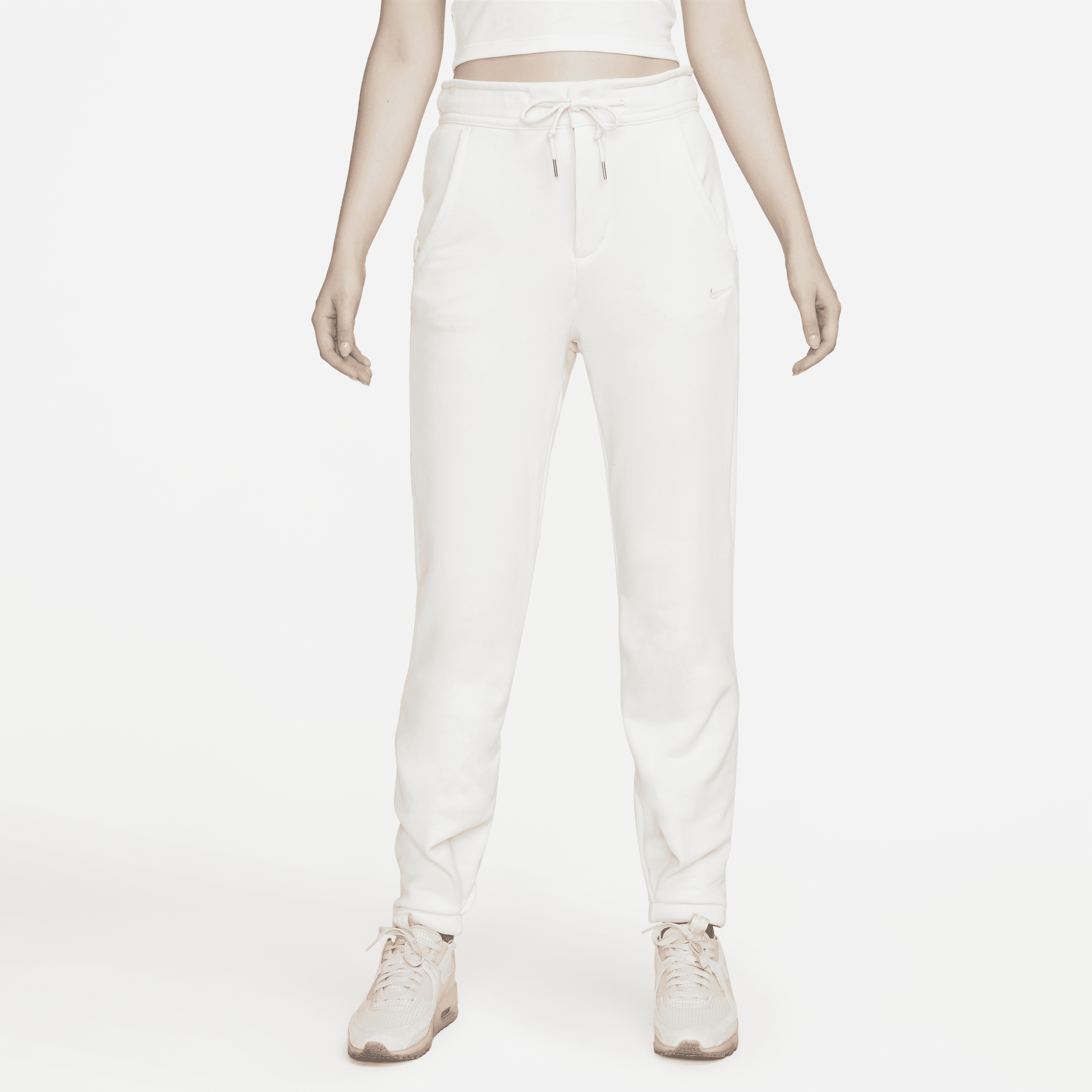 Nike Sportswear Modern Fleece-bukser i french terry med høj talje til kvinder - hvid