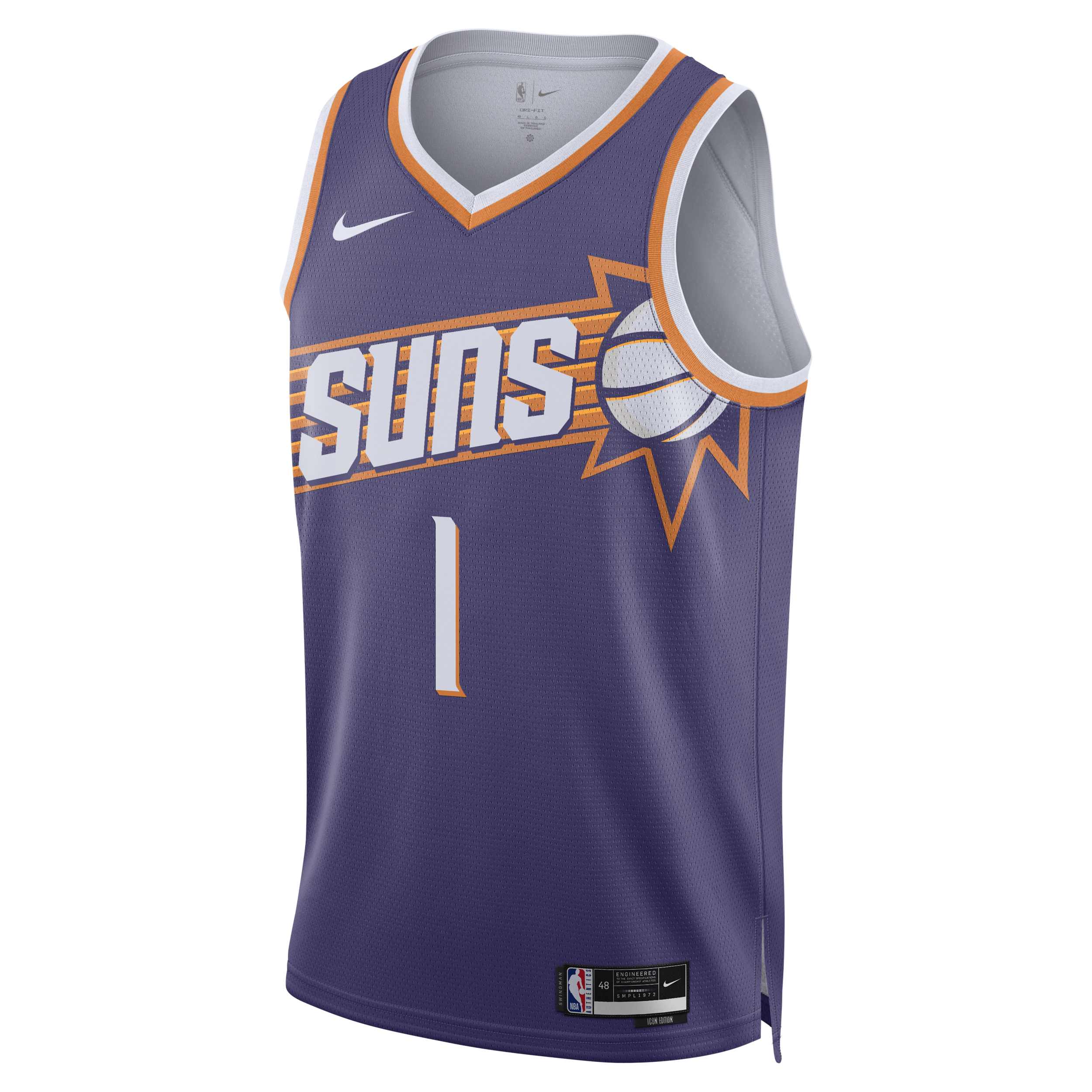 Phoenix Suns 2023/24 Icon Edition Nike Dri-FIT NBA Swingman-trøje - lilla
