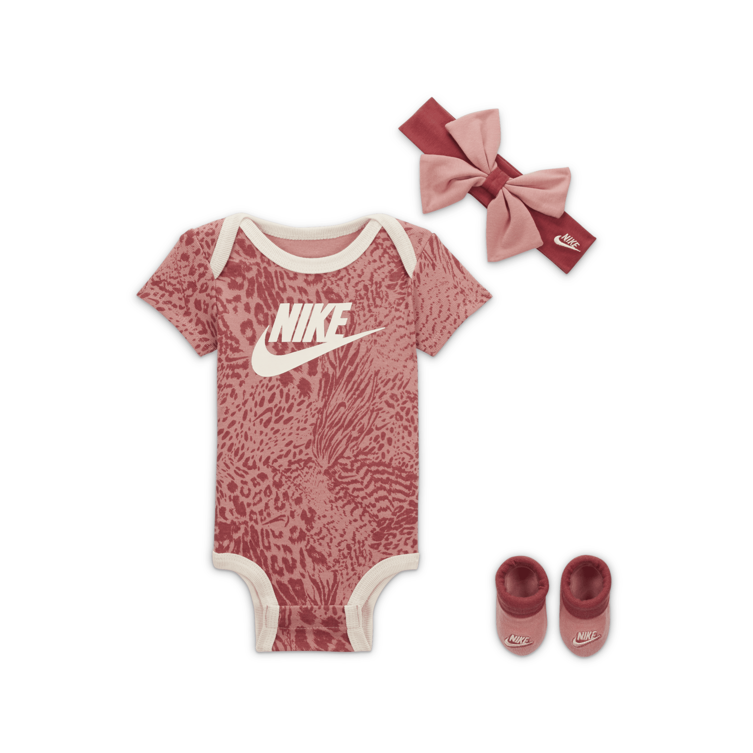 Tredelt Nike Wild Side-bodysuit-sæt i æske til babyer - Pink