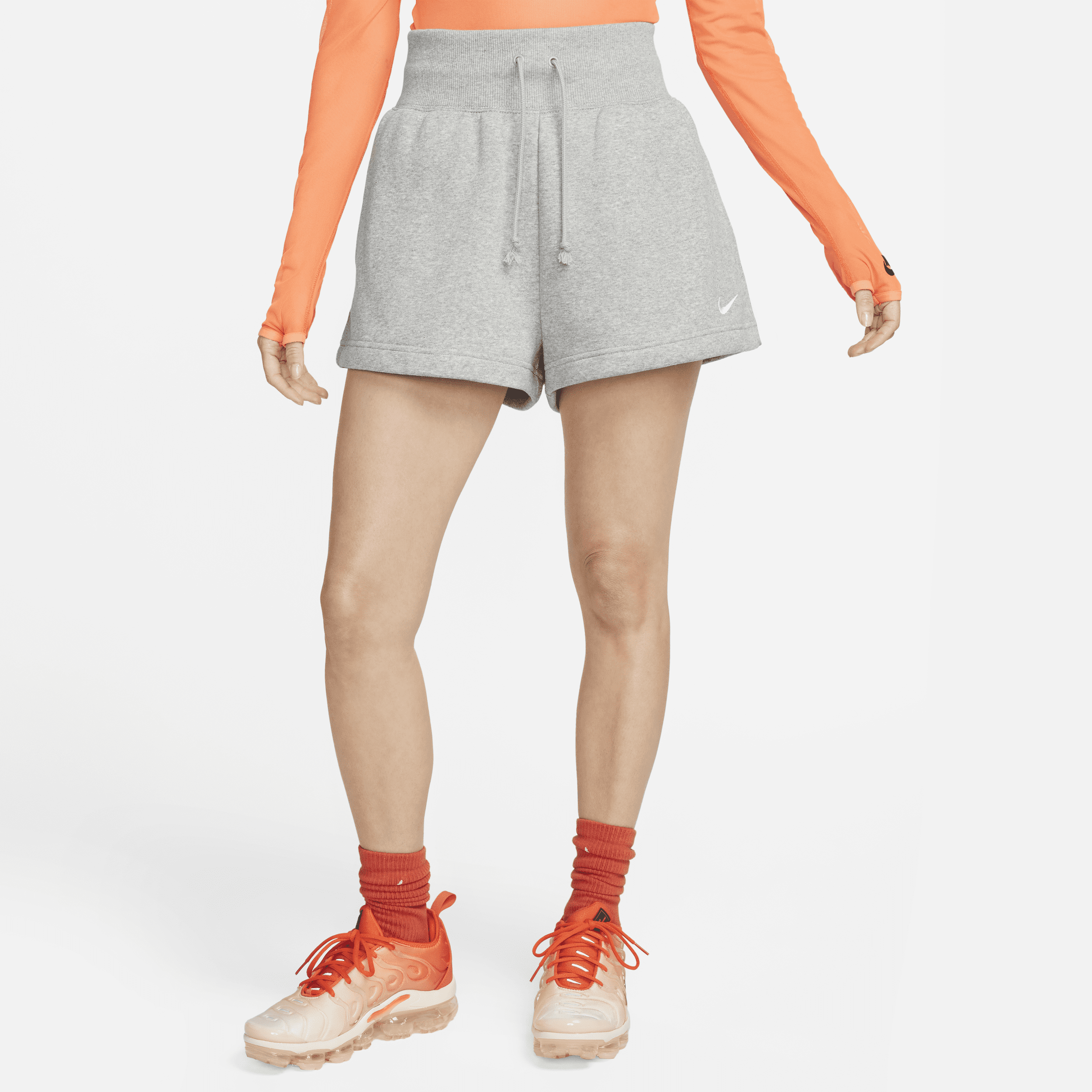 Nike Sportswear Phoenix Fleece-shorts med høj talje og løst design til kvinder - grå