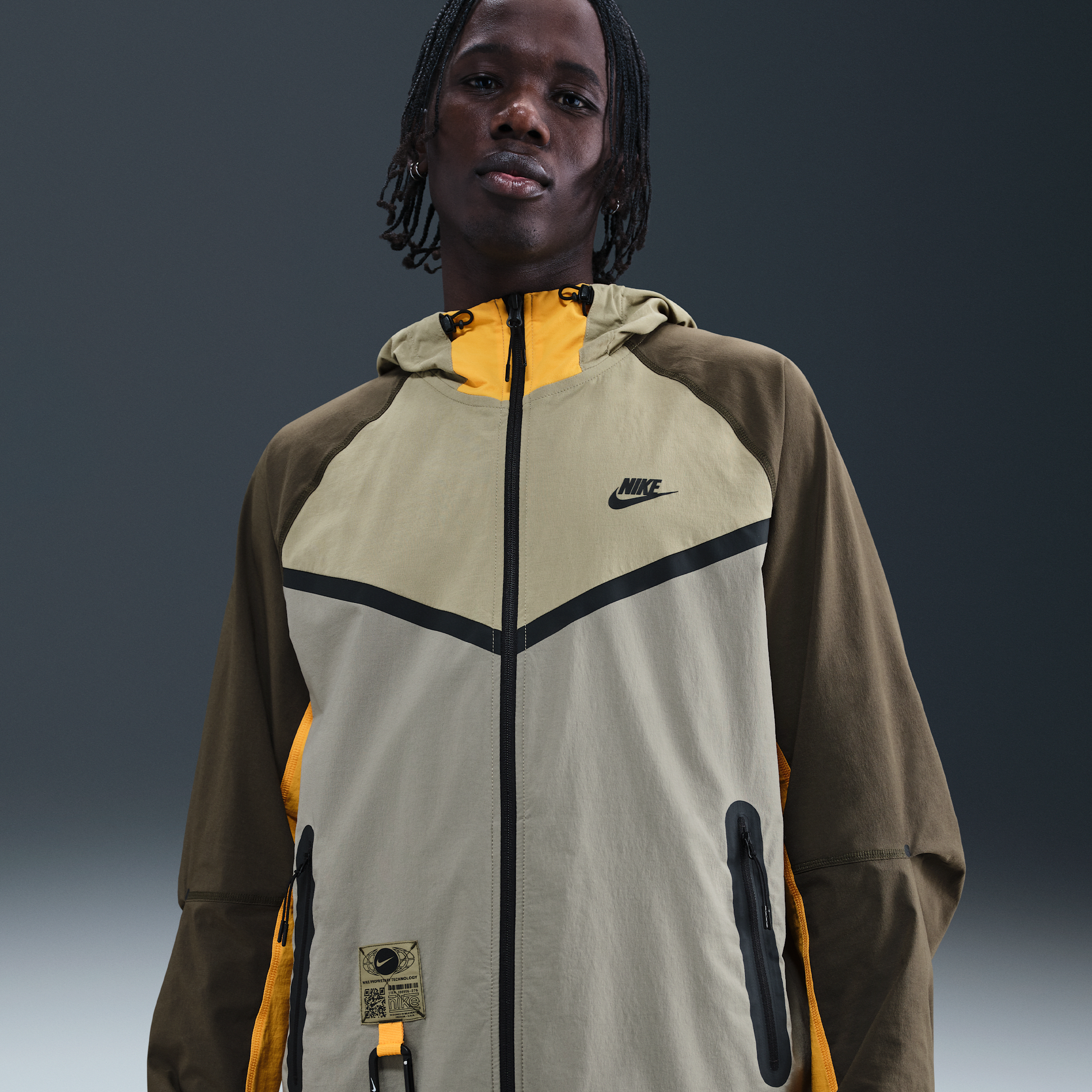 Nike Tech Men's Woven Windrunner Full-Zip Jacket - Brown - Nylon