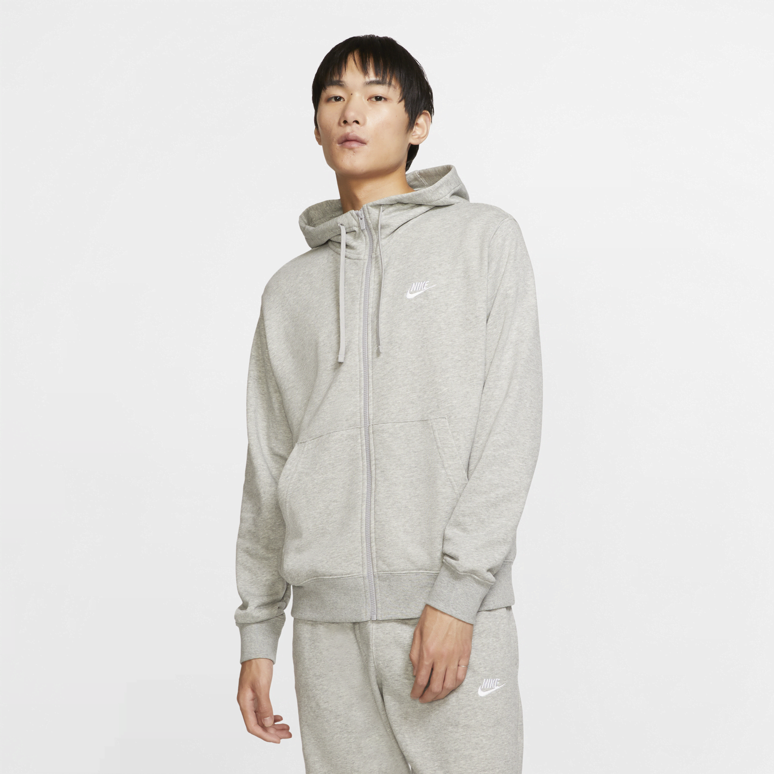 Nike Sportswear Club-hættetrøje med fuld lynlås til mænd - grå