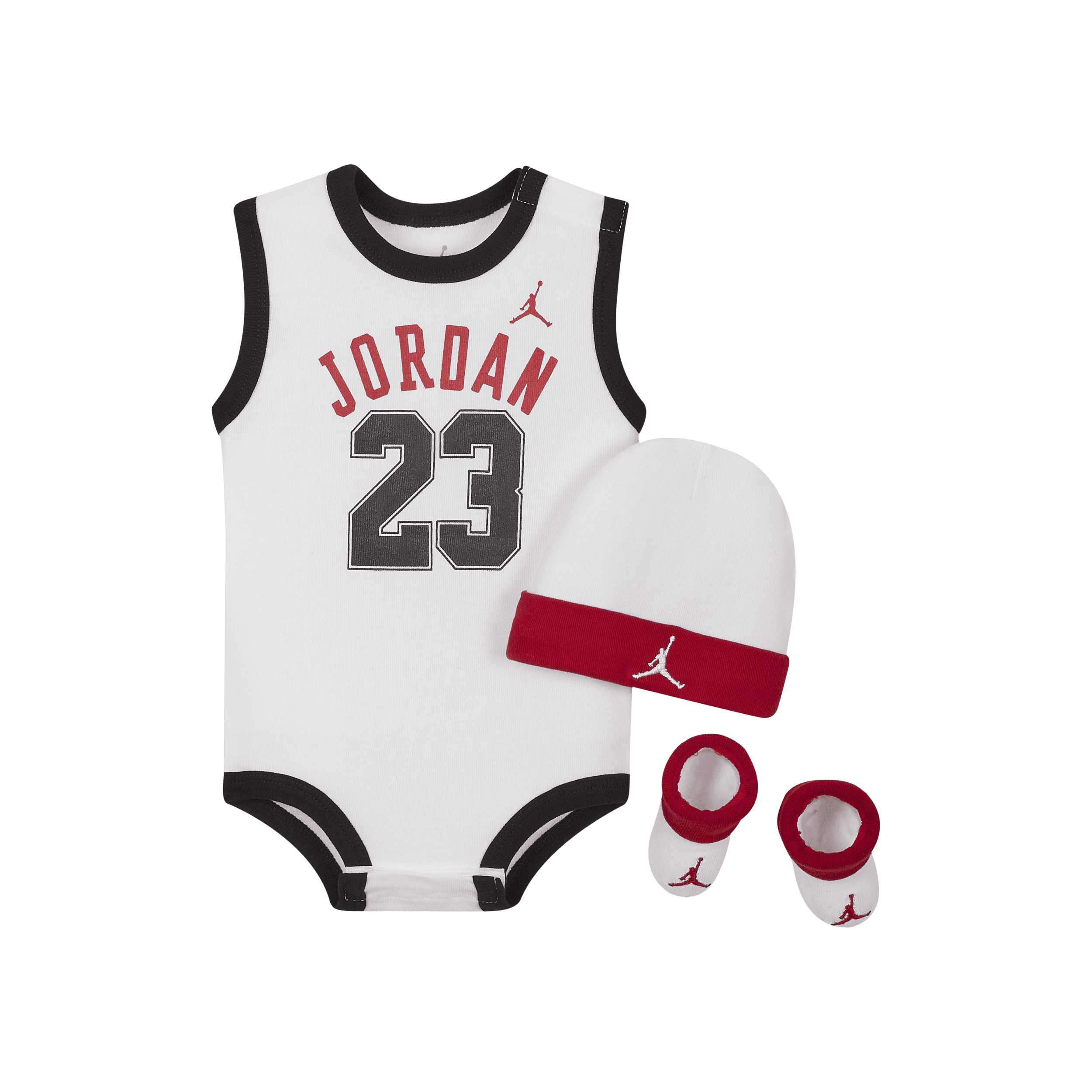Jordan Jumpman-sæt med body, hue og booties til babyer - hvid