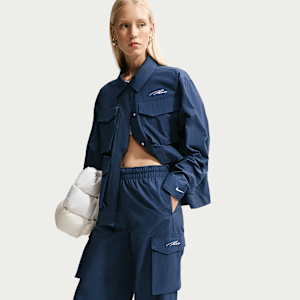 Pantalon de foot cargo taille mi-haute Nike Paris Saint-Germain Everything Wovens Extérieur pour femme - Bleu, vue 4