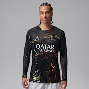 Maillot de foot Replica Jordan Dri-FIT à manches longues Paris Saint-Germain 2026 Stadium Night Edition pour homme - Noir
