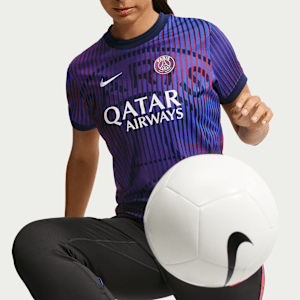 Haut de foot d'avant-match Nike Dri-FIT Paris Saint-Germain Extérieur pour femme - Bleu, vue 3