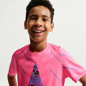 Maillot de foot à manches courtes Replica Nike Dri-FIT FFF 2026 Stadium Gardien de but pour ado - Rose, vue 3