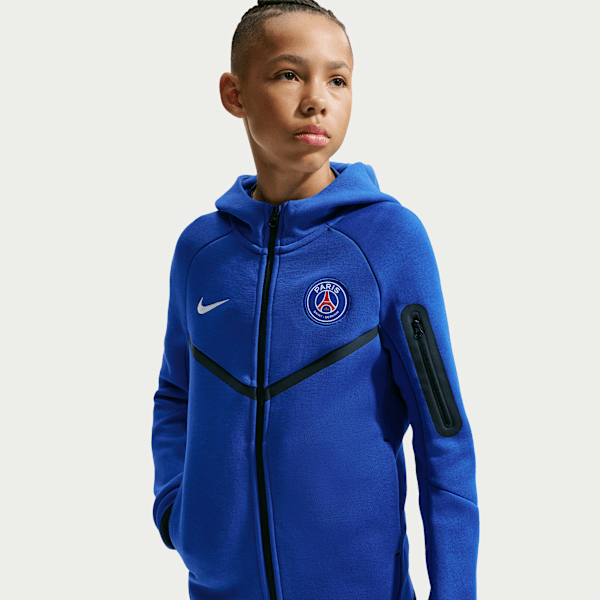 Sweat à capuche et zip Nike Football Paris Saint-Germain Tech Fleece pour ado (garçon) - Bleu